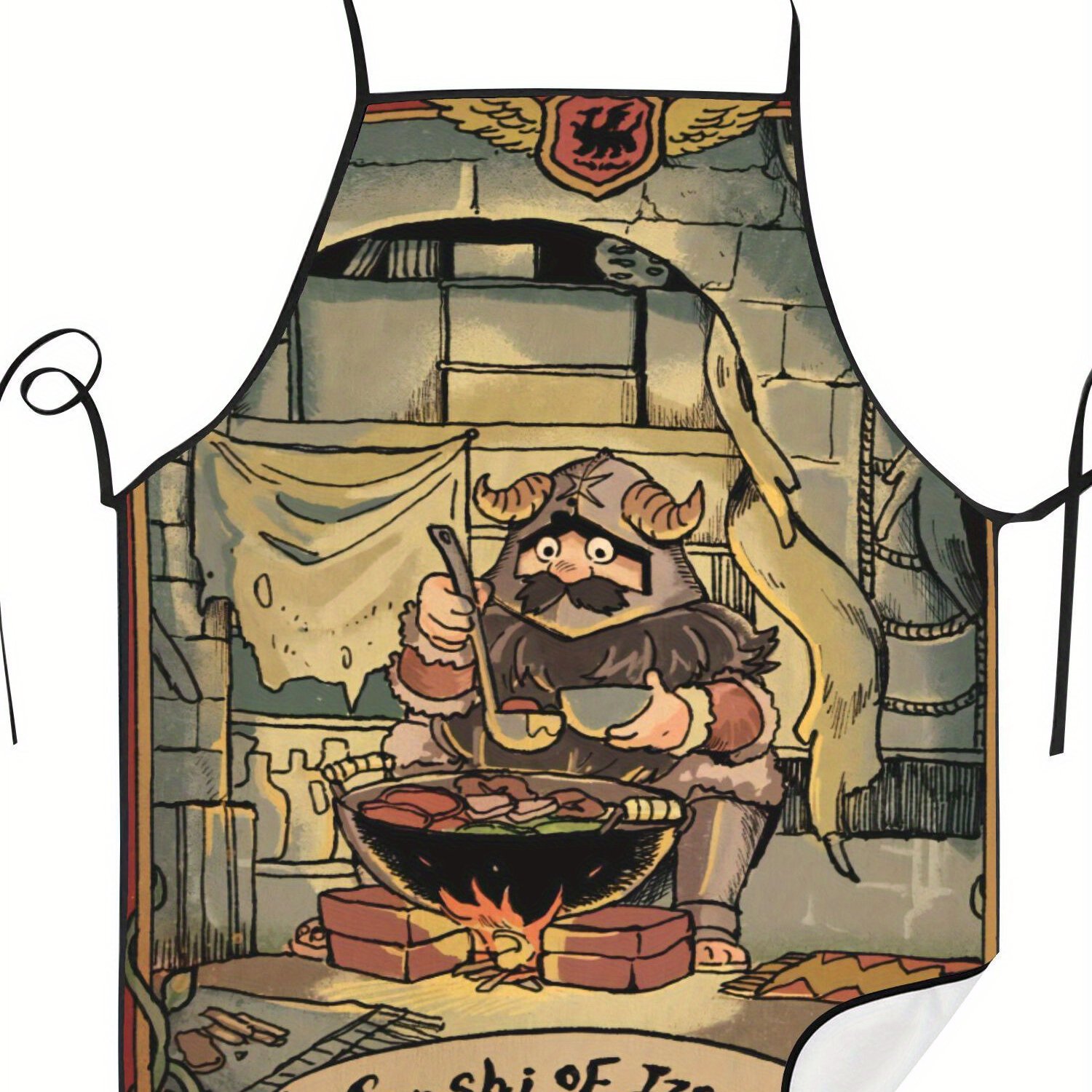 TEMU Delantal de cocina práctico y conveniente con diseño de animación de y comida, estampado 2D para uso diario