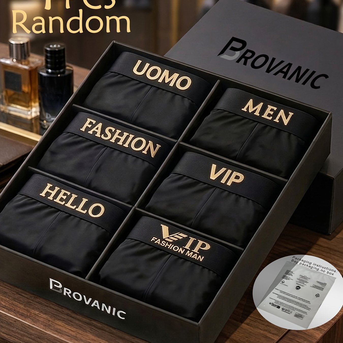 TEMU Random 4pcs Men&;s Boxer Briefs, Solid Black With Lettered Waistband And Stretchy Elastic Band. Easy, Comfortable, And Breathable, Casual Wear,