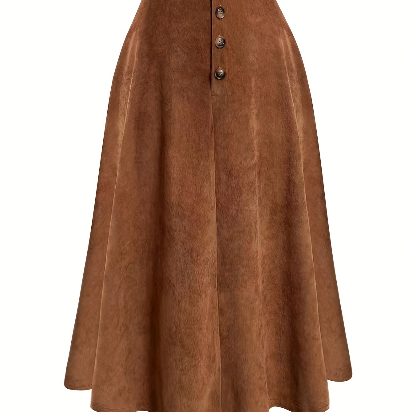 TEMU Talla Grande - Talla Grande - Falda Midi acampanada de con botón frontal para mujer