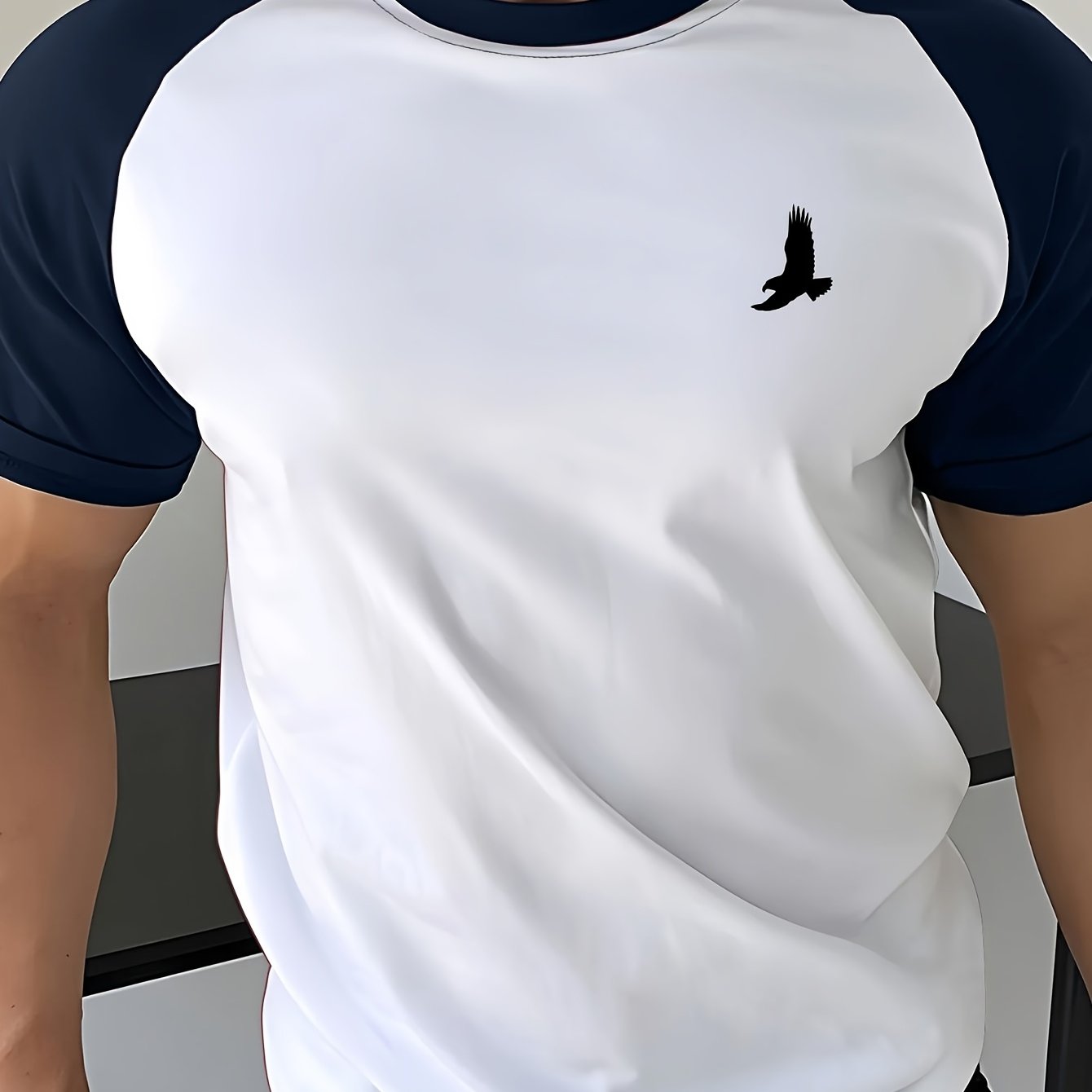 TEMU Men's Fashionable Graphic Raglan Sleeve T-shirt, Summer Casual And Comfortable T-shirt, Men's Short-sleeved Top For Daily Activities