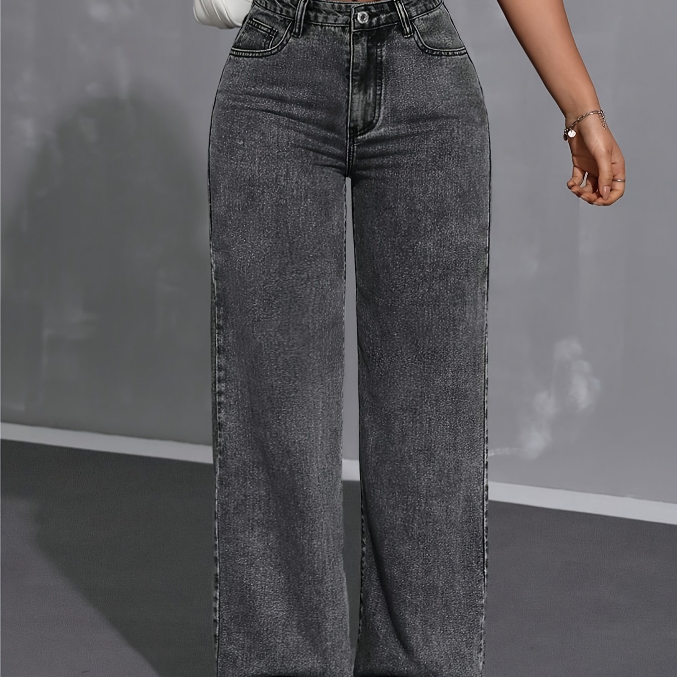 Image of Women's Denim Pants, High-waisted Retro Casual Wide-leg Jeans, Easy And Versatile Everyday Wear