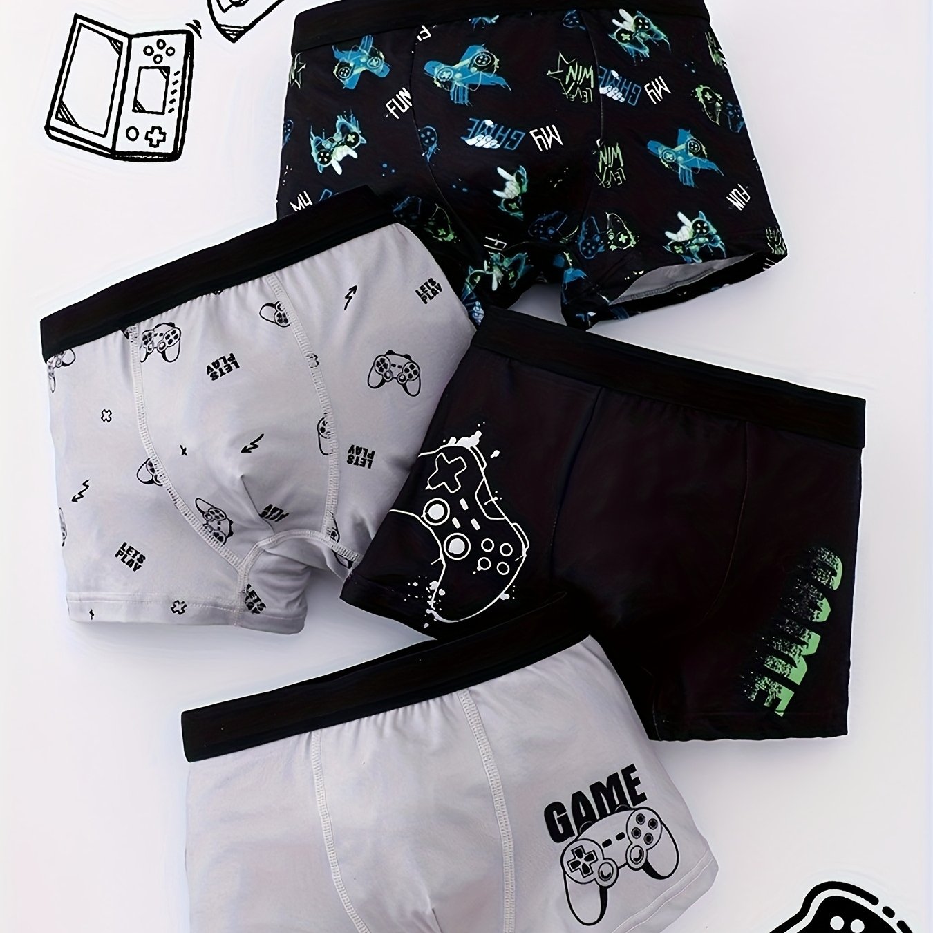 E-shop Top Guagua 4er-Pack Jungen Strick Boxershorts mit lustigem Print, geeignet für alle Jahreszeiten
