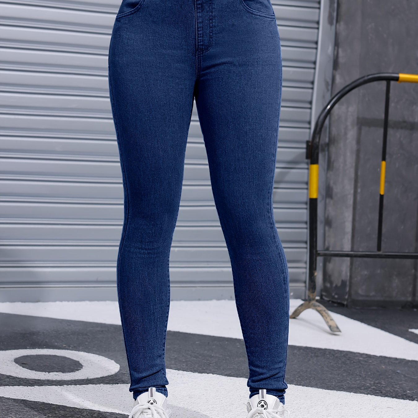 Image of Women's Stretch Skinny Jeans - Non-see-through Stretchy Pants, Slim Fit Jeans For Everyday & Formal Outfits - Women's Denim Pants, Versatile Clothing, Washed Denim Look
