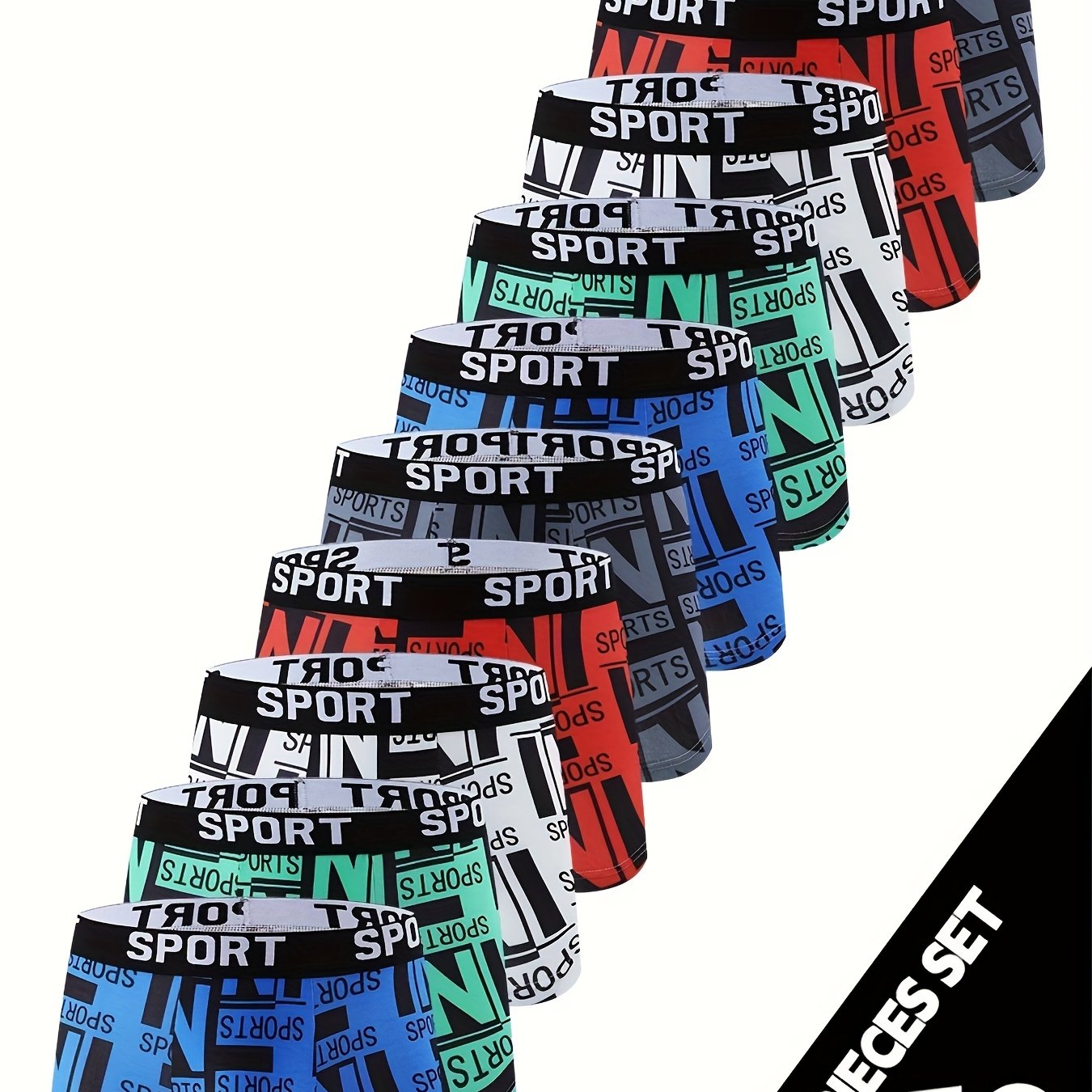E-shop 10 Stück Herren Boxershorts - Graffiti-Print Design - Weiche -Spandex Unterwäsche, Bequeme Passform für alle Jahreszeiten