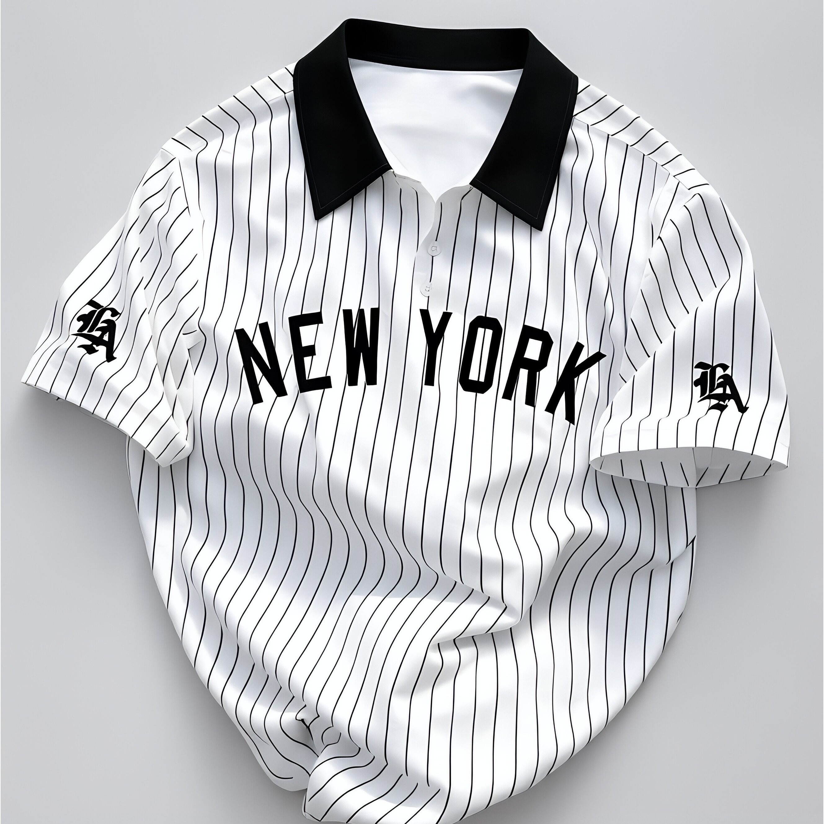 TEMU Men's New Short-sleeve Shirt, Vertical Stripes Symbolizing Steadfastness And Boldness, And Elegant Font, Suitable For Casual Wear