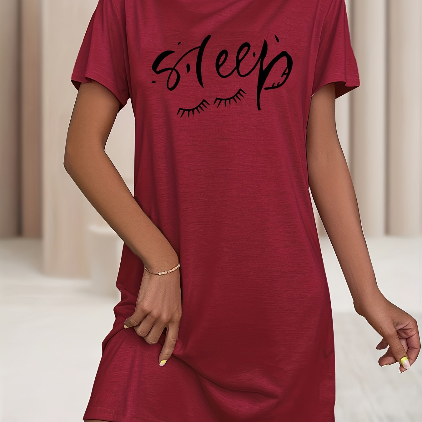Fashion Letter Print Comfortable Plus Size Nightgown
