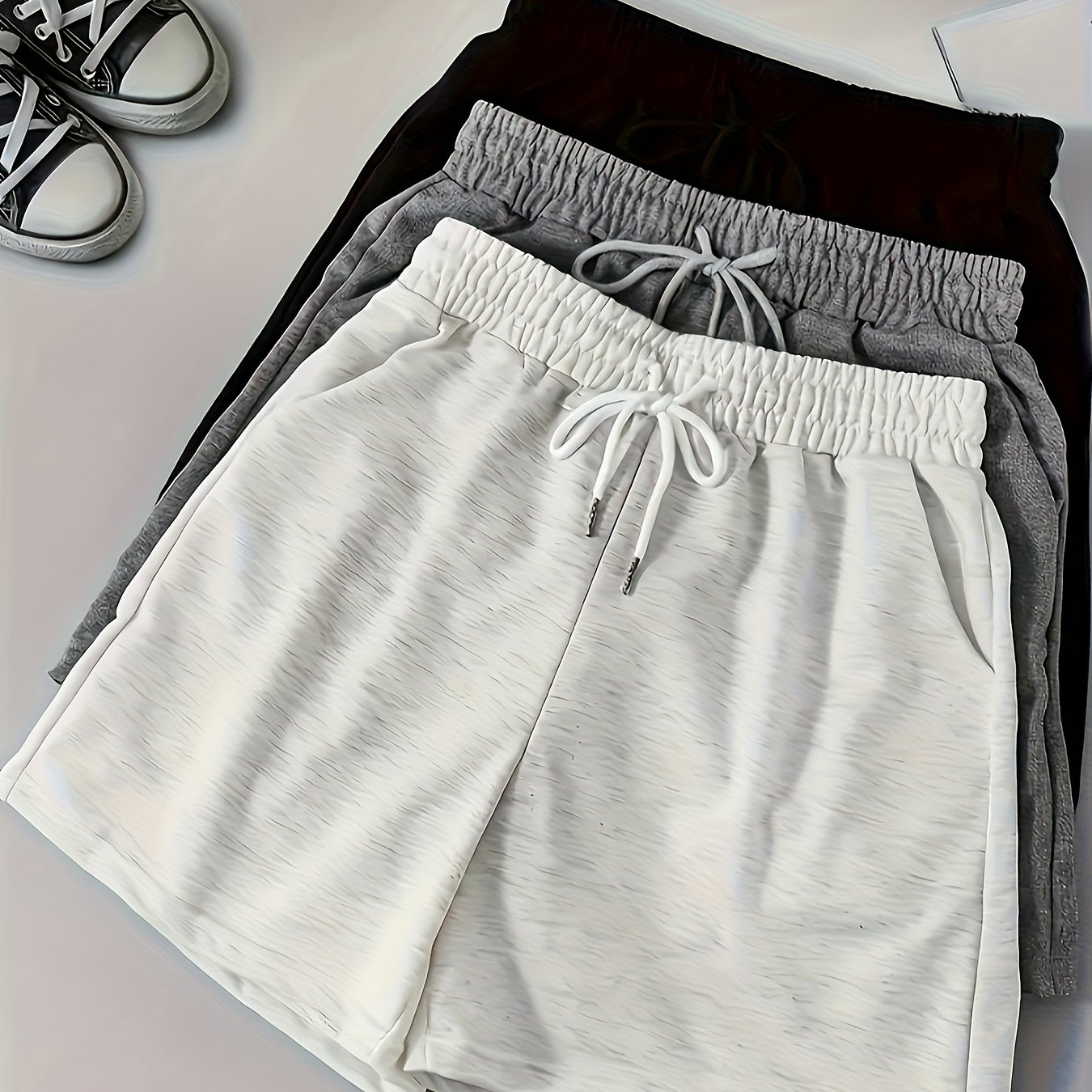 TEMU 【新作】レディース 夏 ショートパンツ。簡単デザイン、無地生地、ゴムウエスト。快適、ソフト、ルーズ、通気性抜群。普段使いやお出かけに最適。