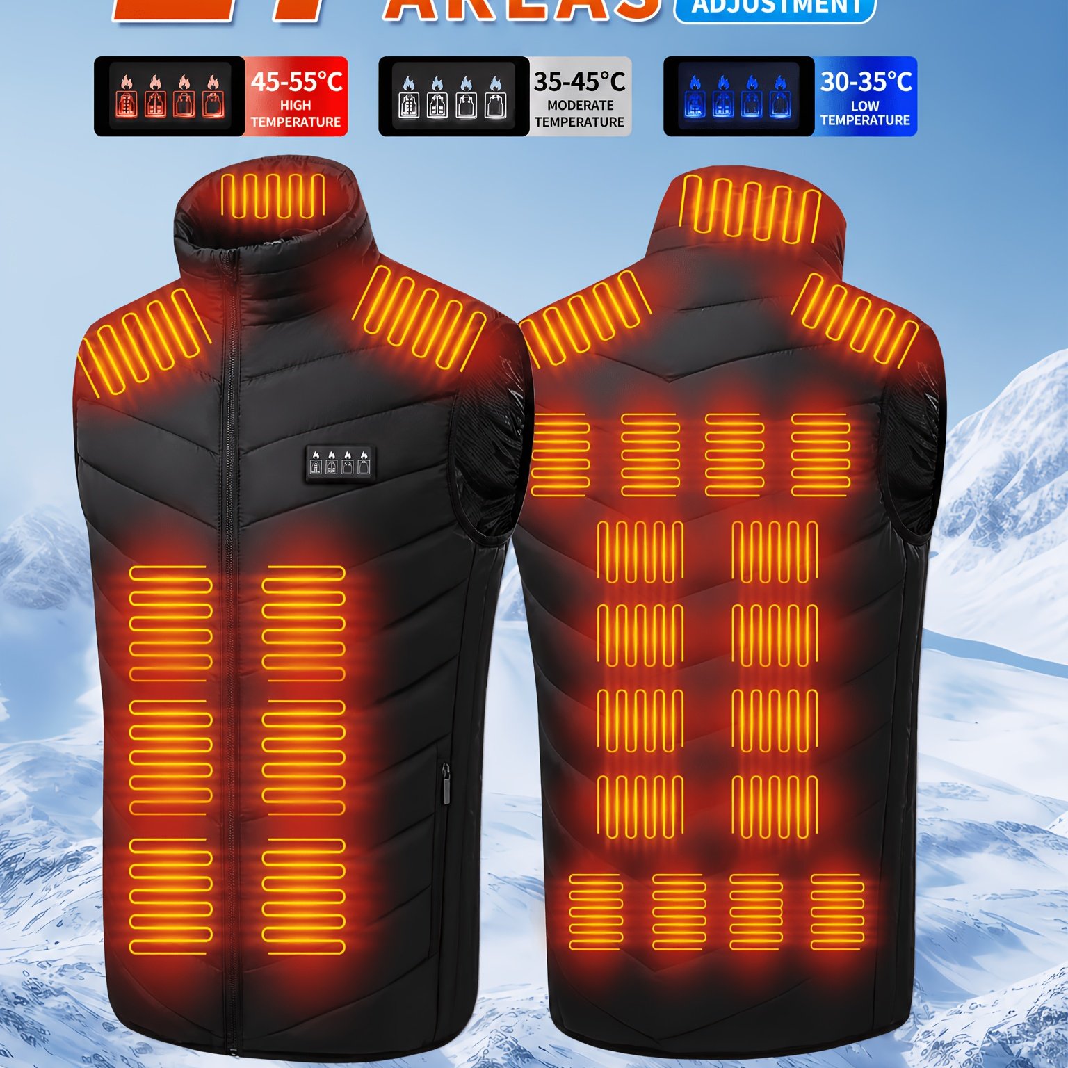 TEMU Birthday Christmas Festival Gift Unisex Smart Electric Heating Vest 28 Hair Usb Powered Heating Vest Men' Commute Outdoor Fishing Camping Warm