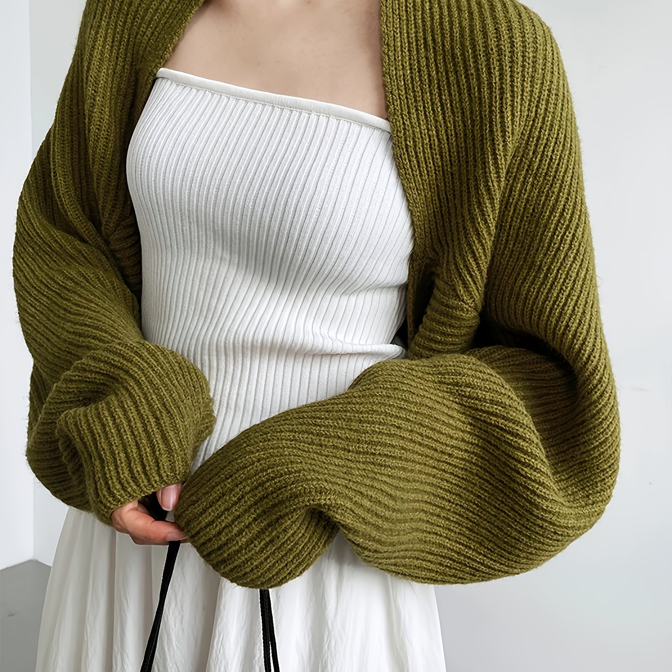 Image of New Solid Color Front Open Shrug Sweater