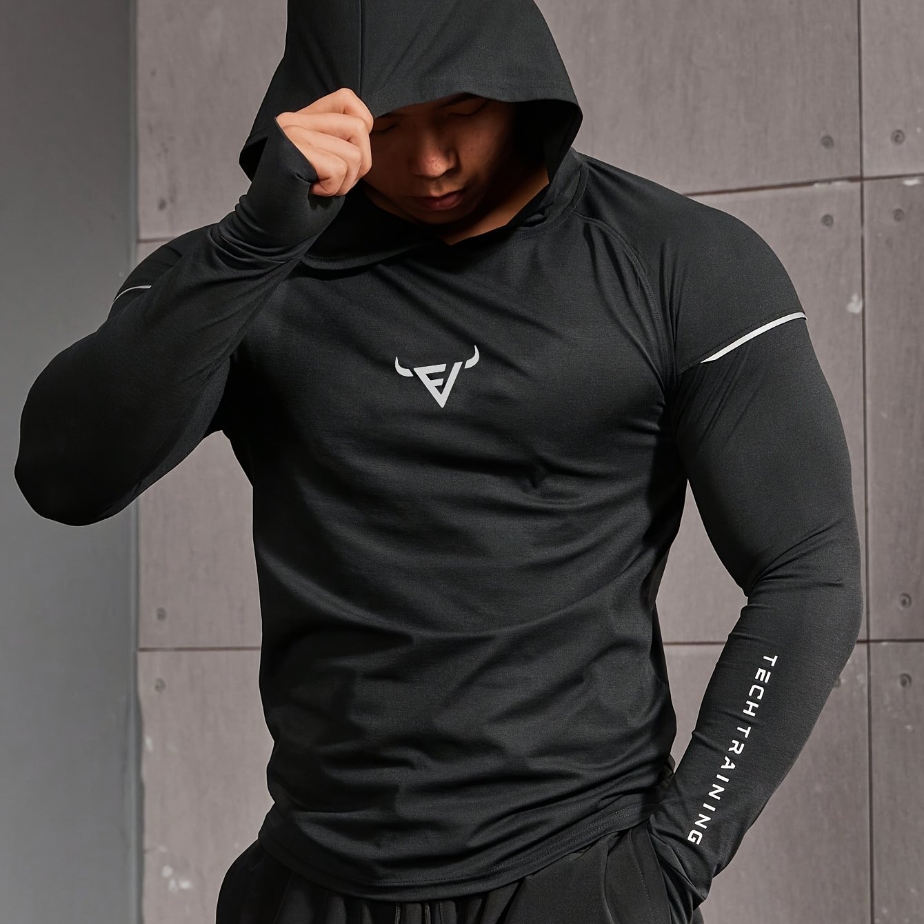 Hoodie With Thumb Holes, Lightweight And Breathable Long-sleeve Layer That Wicks Moisture, Suitable For Cycling And Training