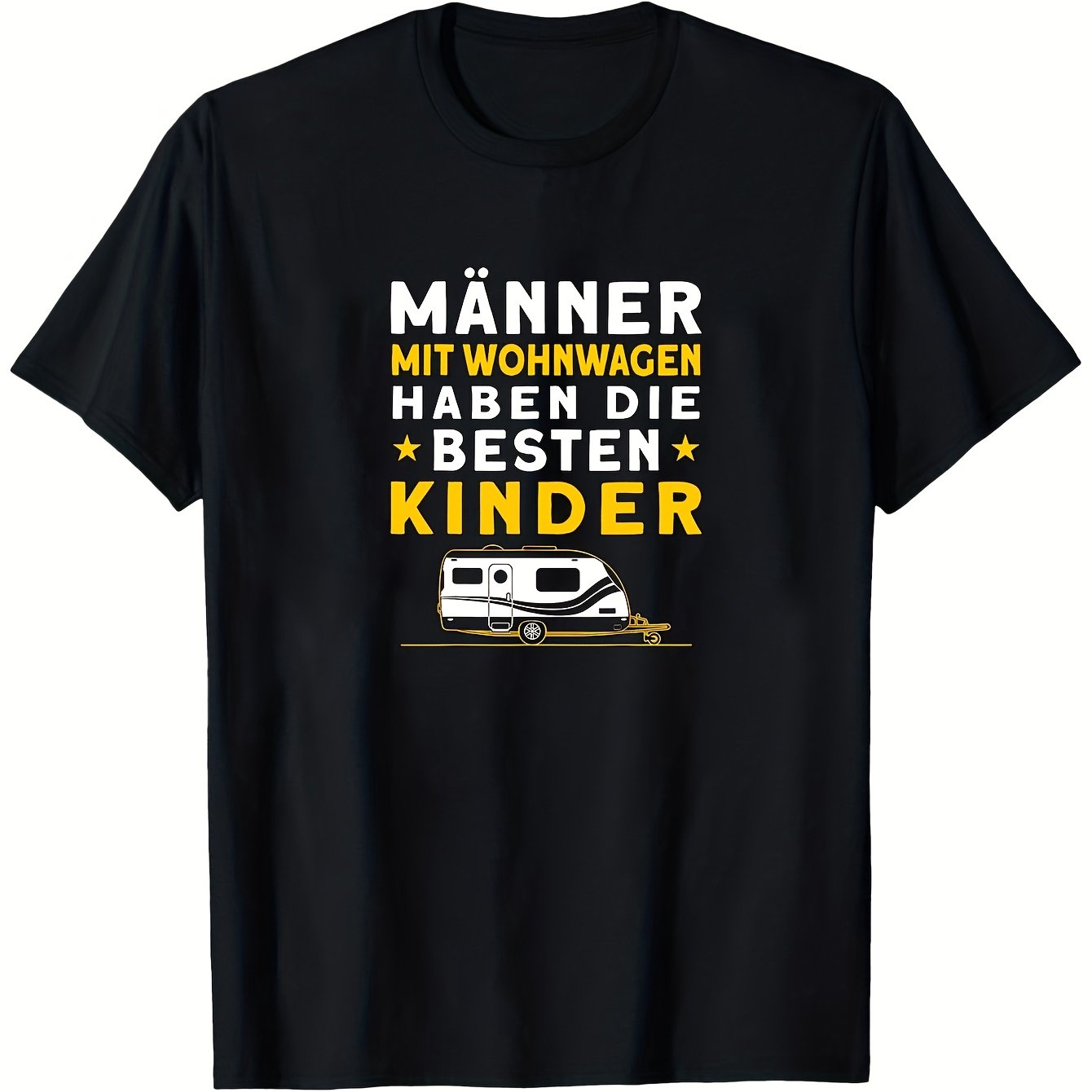 Men's Funny German Saying Camping T-shirt - With For We Have The Best & Mit Wohnmobil Haben Die Besten Kinder - Rv And Van Graphic, Casual Round Neck Short Sleeve Tee For Travel