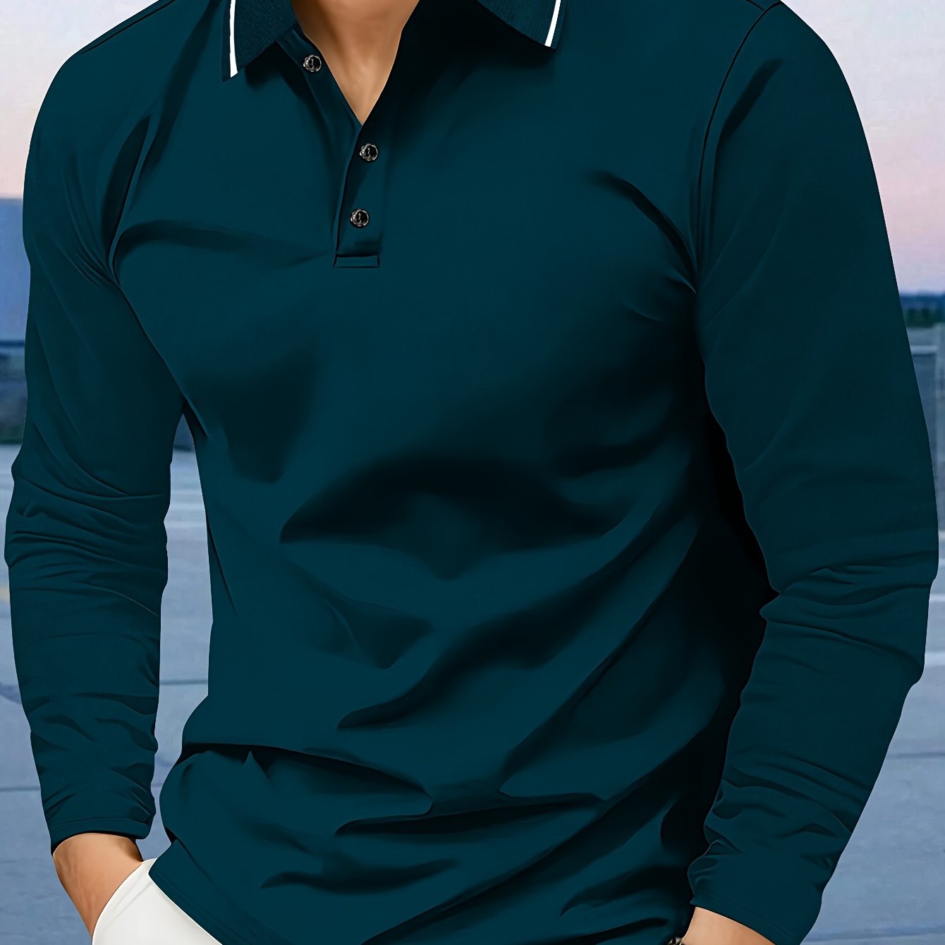 TEMU Men's Casual Long Sleeve Lapel Shirt, Breathable Comfortable Top For Fall/winter, 400g Comfortable Fabric