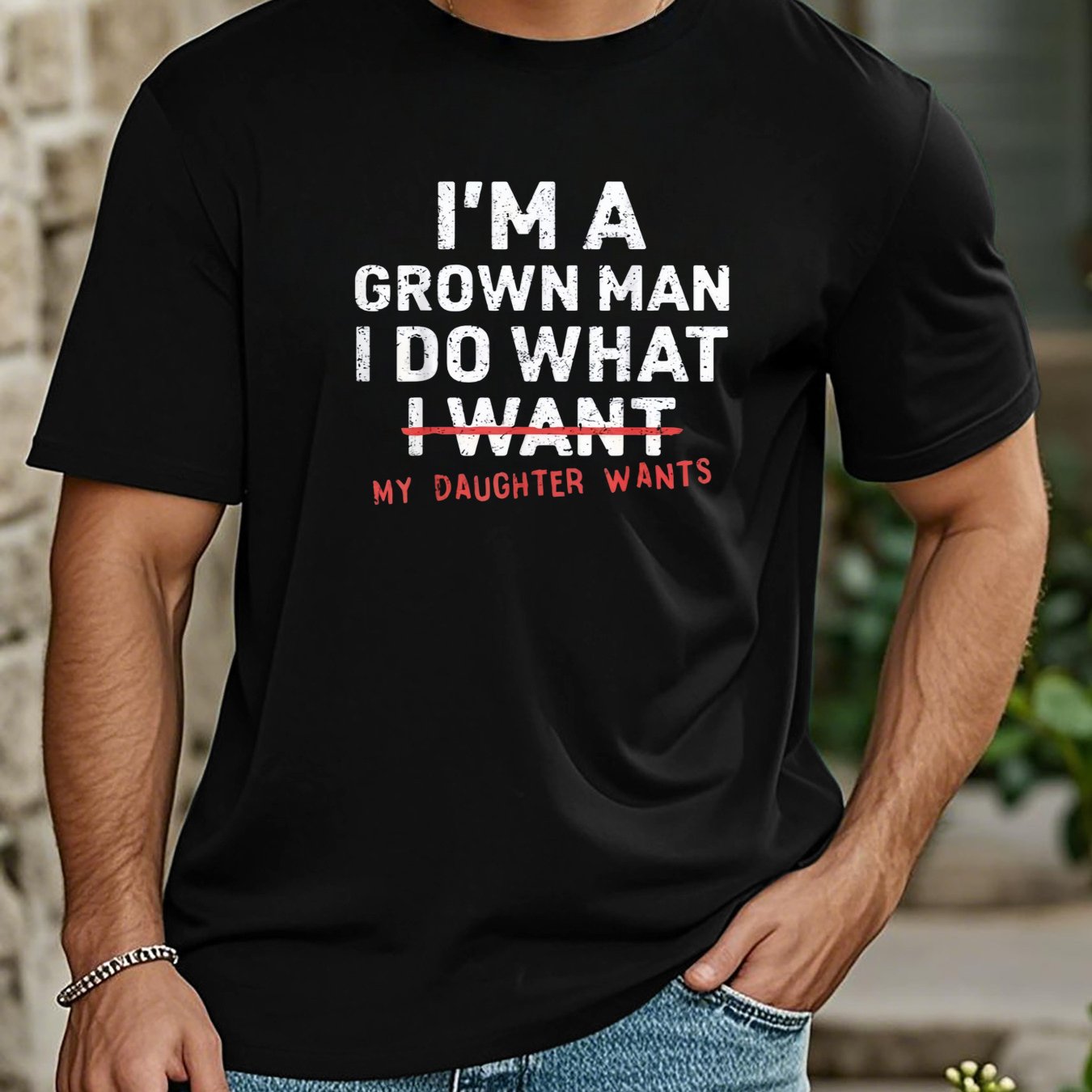 TEMU Size Dad T-shirt - "i'm A Mature Man, I Do What My Daughter " Humorous Gift, Soft Round Neck Tee, Men's Casual Wear