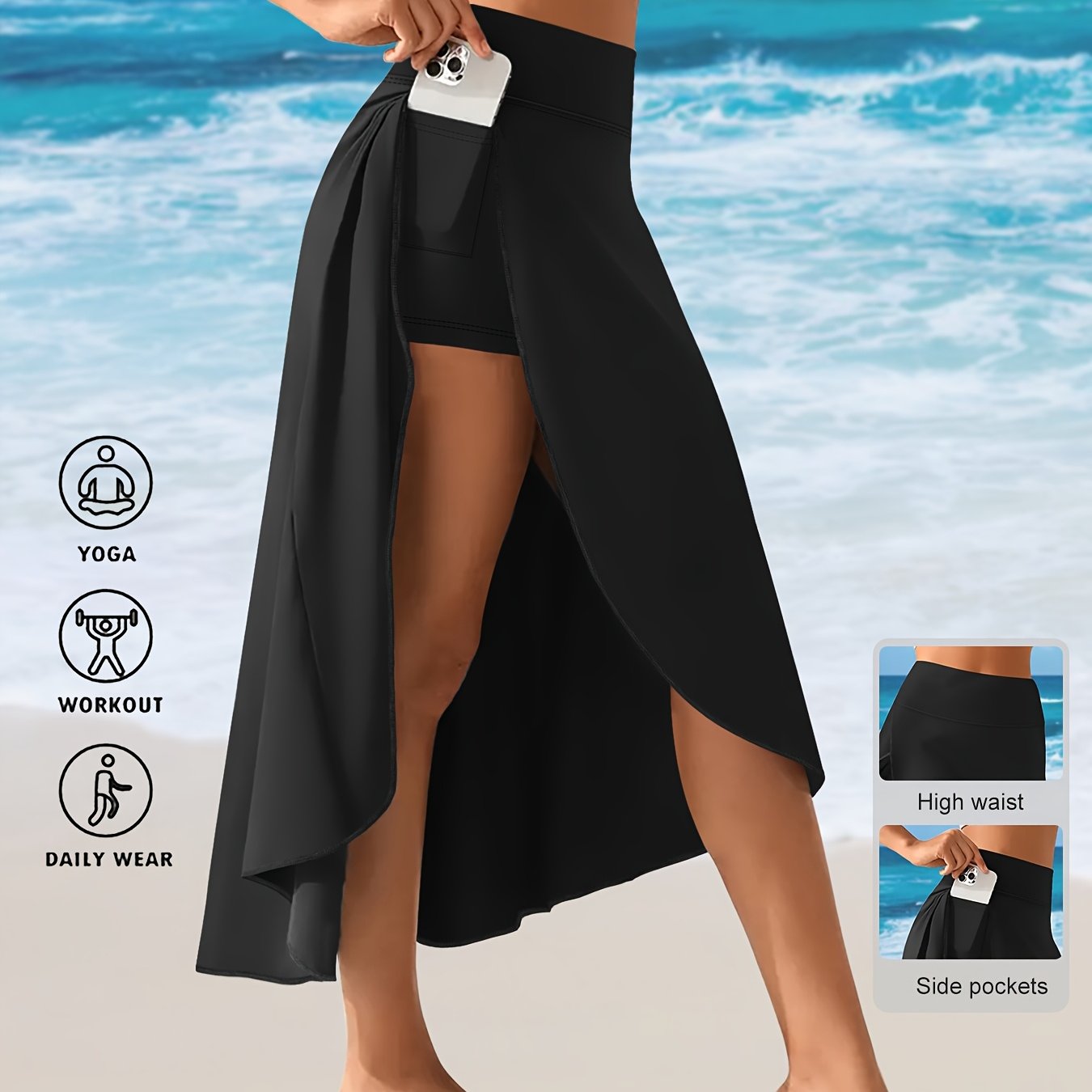 Spring Summer New Style - Smooth Quick- Under-skirt High-waist Side Slit Short Skirt Pants