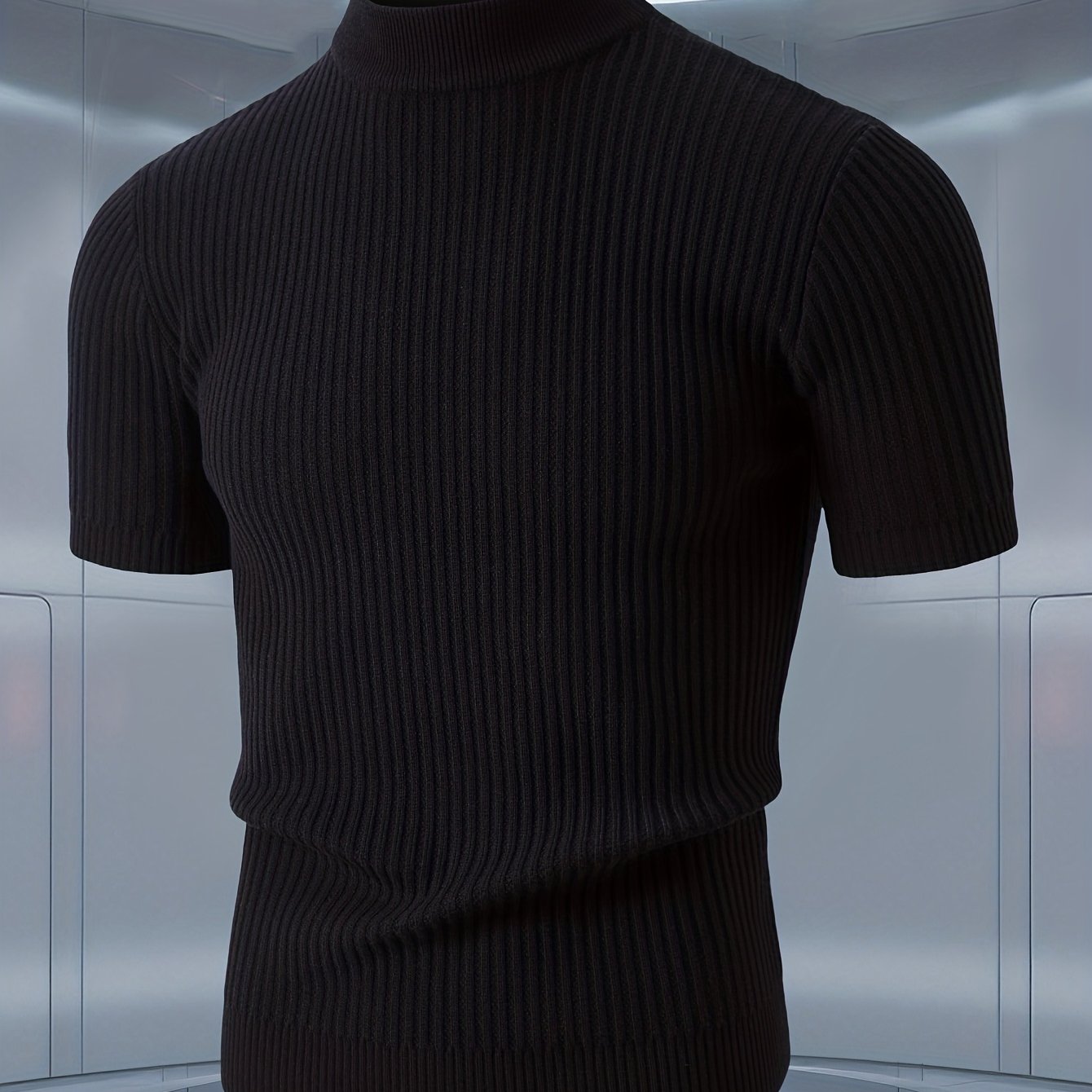 TEMU Pull en à col mi- et manches courtes pour homme, pour , et l'hiver, porté ou couche de base avec une veste, épais et avec texture, pull en chaud