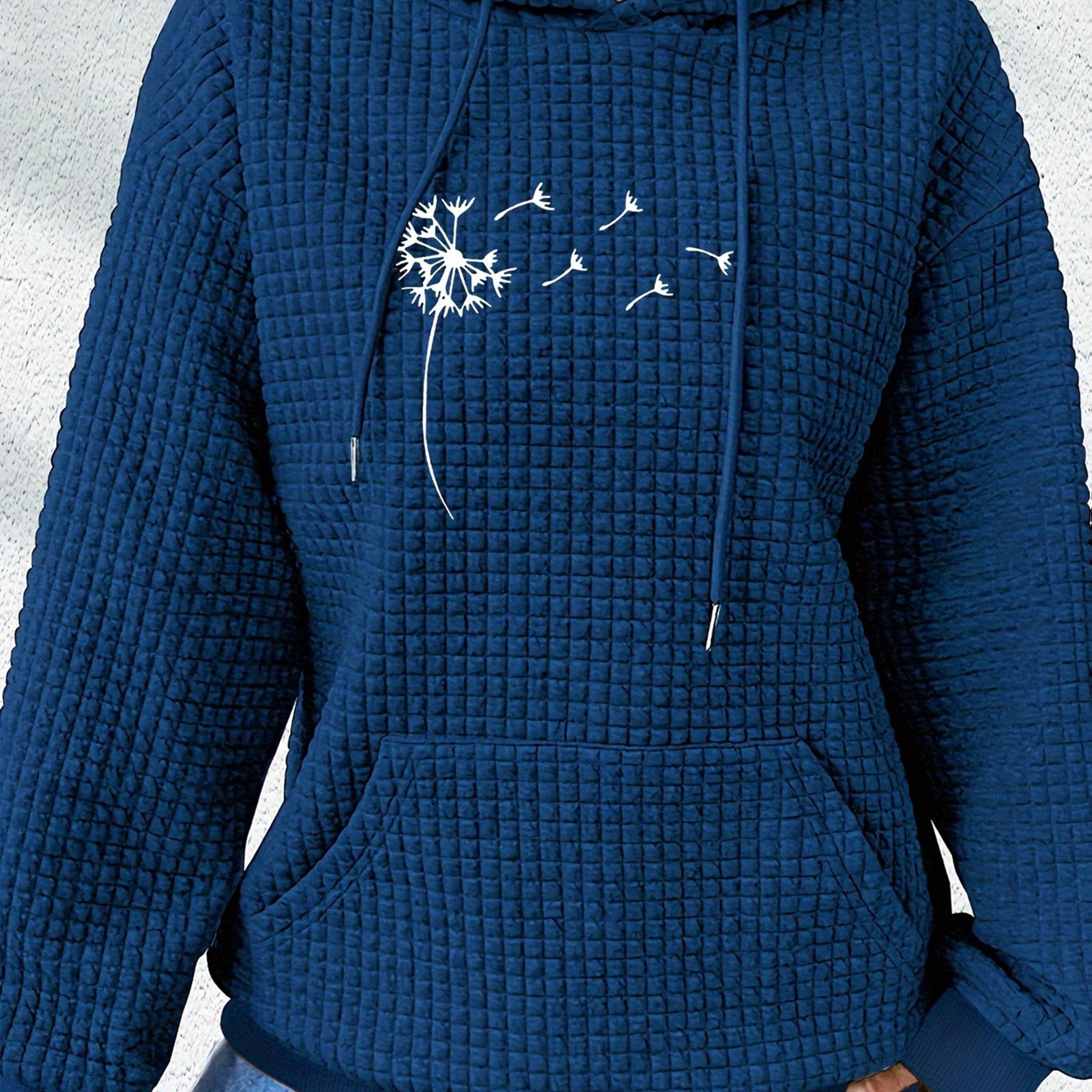 TEMU Sweat à capuche imprimé décontracté pour femmes, style waffle, à cordon, élégant et approprié, idéal pour la Saint-Valentin 2026, promotion