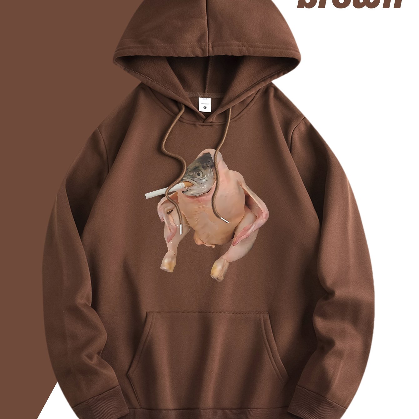 TEMU Men's Casual Hoodie With Abstract Prank Print, Comfortable Drawstring Hooded Sweatshirt With Kangaroo Pocket, Light Green, Ideal As A Surprise
