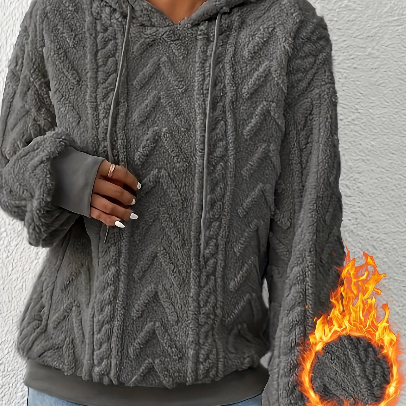 2025 Autumn And Winter Women's New Fleece-lined Comfortable Casual Solid Color Hoodie