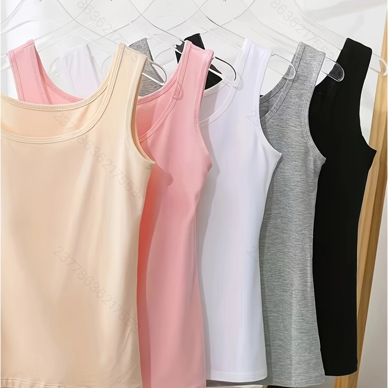 TEMU 5pcs Women's Sheer Stretch Camisole Tank Tops | Soft And Breathable Base Layer Tops | Comfortable Casual Innerwear | In 5 Colors Sizes S-xxl |