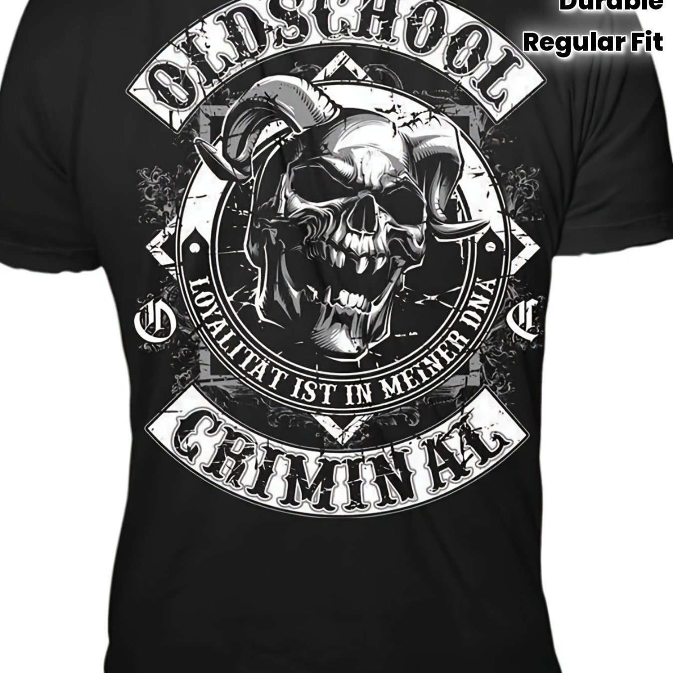Image of Men's Vintage Streetwear T-shirt- Black Retro Graphic Tee With Skull Oldschool Print- Regular Fit, Short Sleeve, Crew Neck, , Casual Wear, Visual Cotton Printed Shirts
