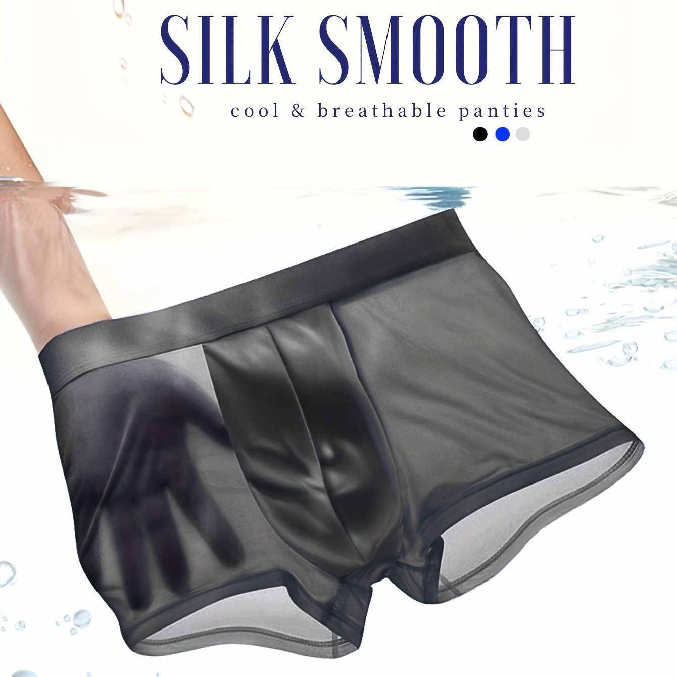 TEMU Ice Briefs - , Soft & Breathable Stretch Underwear In (navy, Black, Gray, )