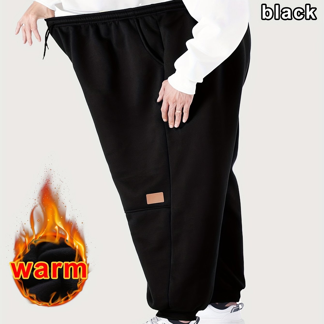 TEMU Joggers Thermiques en pour Hommes Grandes Tailles 4XL-8XL - Pantalons de Course et Gym Super avec Cordon à la Taille, Taille Plus pour