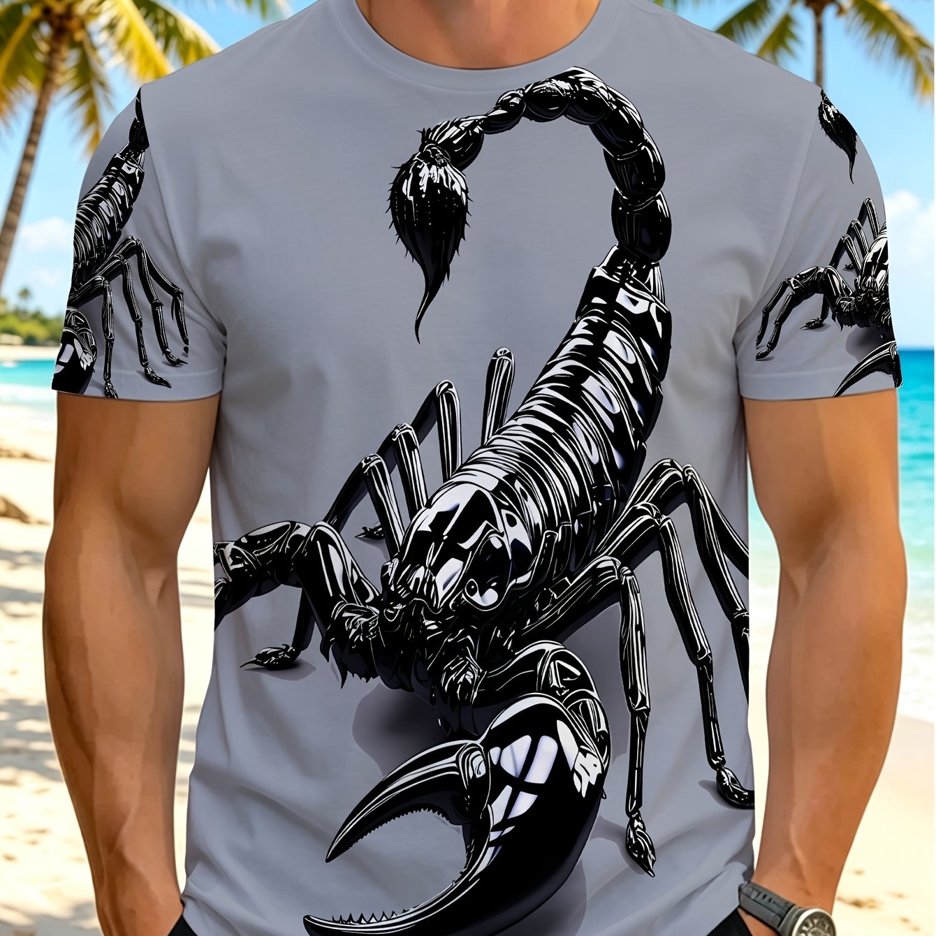 TEMU Men' T-shirt, Black Men's T-shirt, Fashionable Casual Wear, Suitable For Outdoor Activities, A Great Gift For Christmas And Special Occasions,