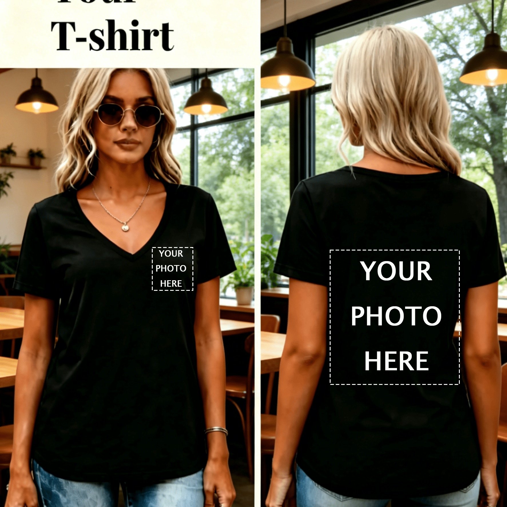 TEMU Plus Size, Customizable Plus Size Women's V-neck T-shirt - Soft, Short Sleeved, Washable, Suitable For Company Events, Weddings, Team Uniforms,