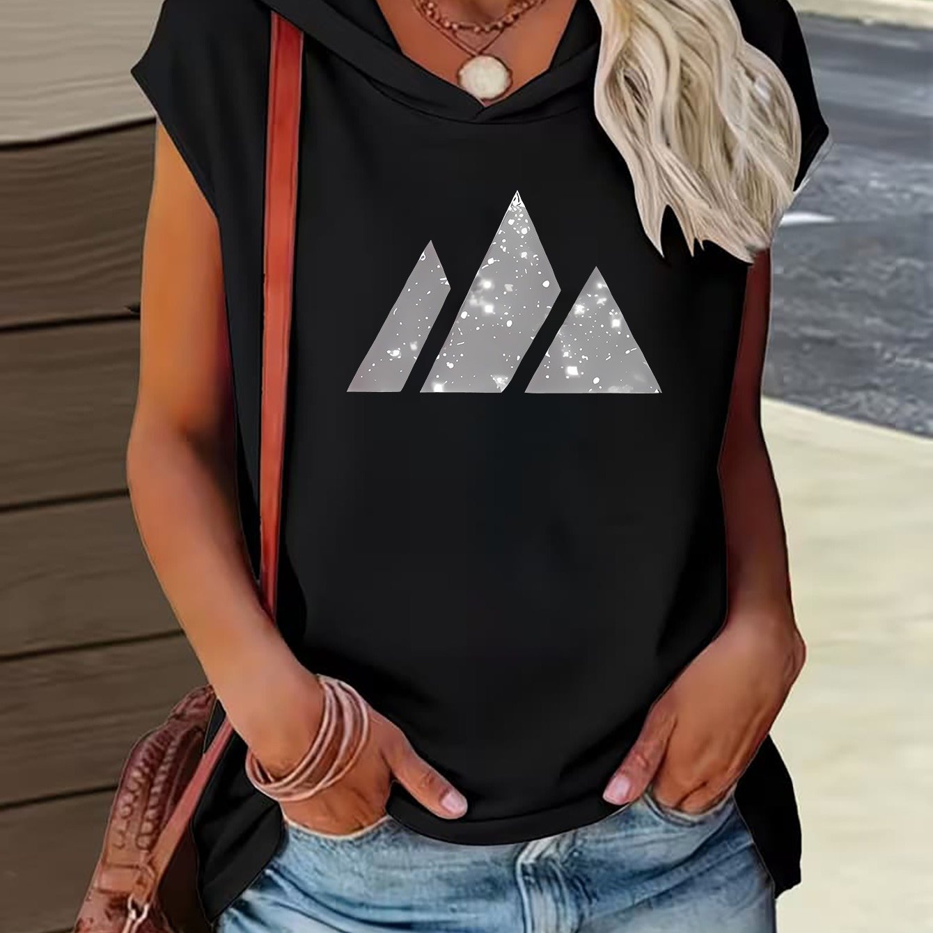 TEMU New Summer Thin Single-sided Printed Hooded Vest, Style, Loose And, Casual Sleeveless Hooded Vest