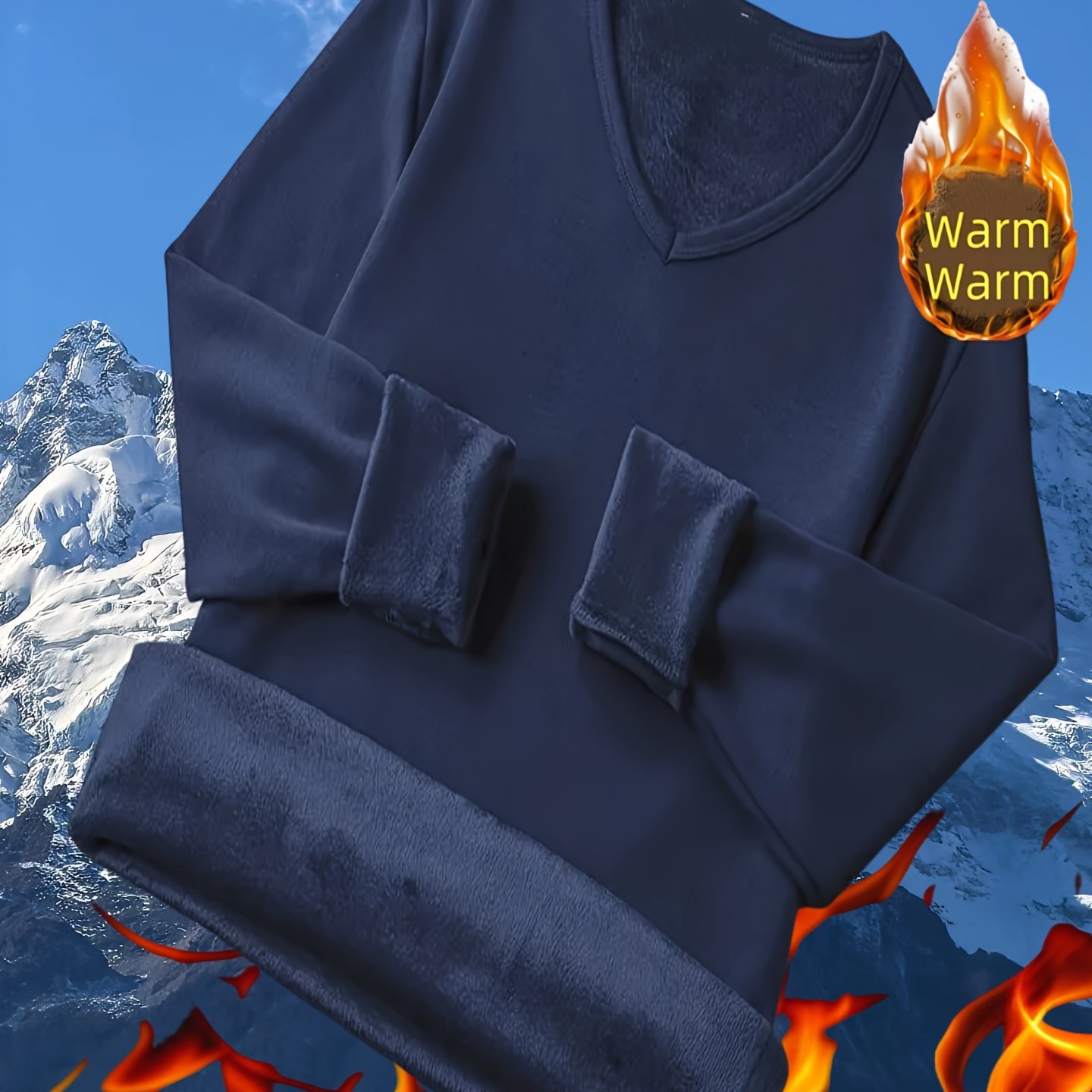 TEMU Haut moulant doublé en polaire, épais et chaud, coussin de cou en V, haut de sport décontracté à manches longues pour et l'hiver, vêtements