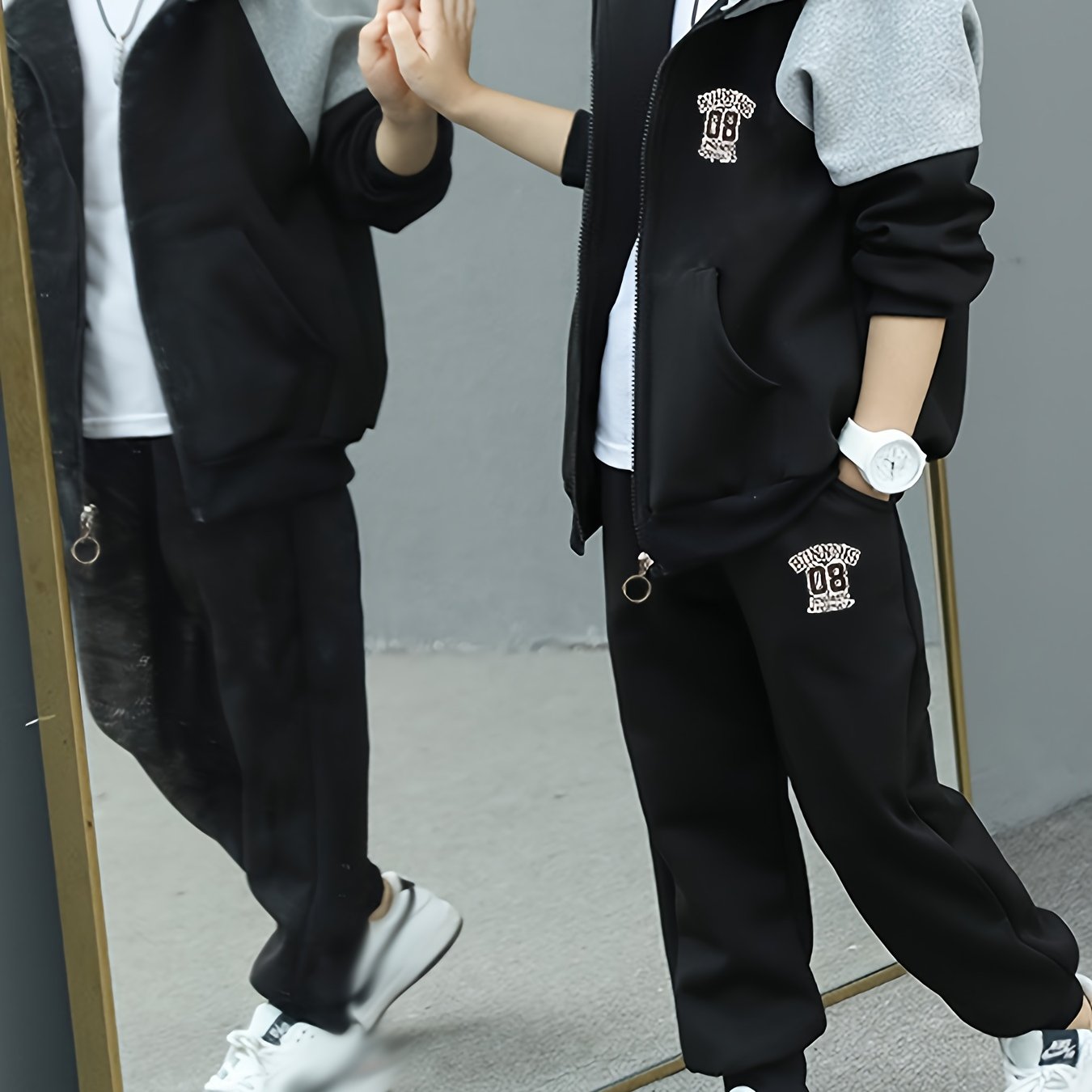 2pcs y2k boys casual hoodie pants set 2026 new streetwear - Temu