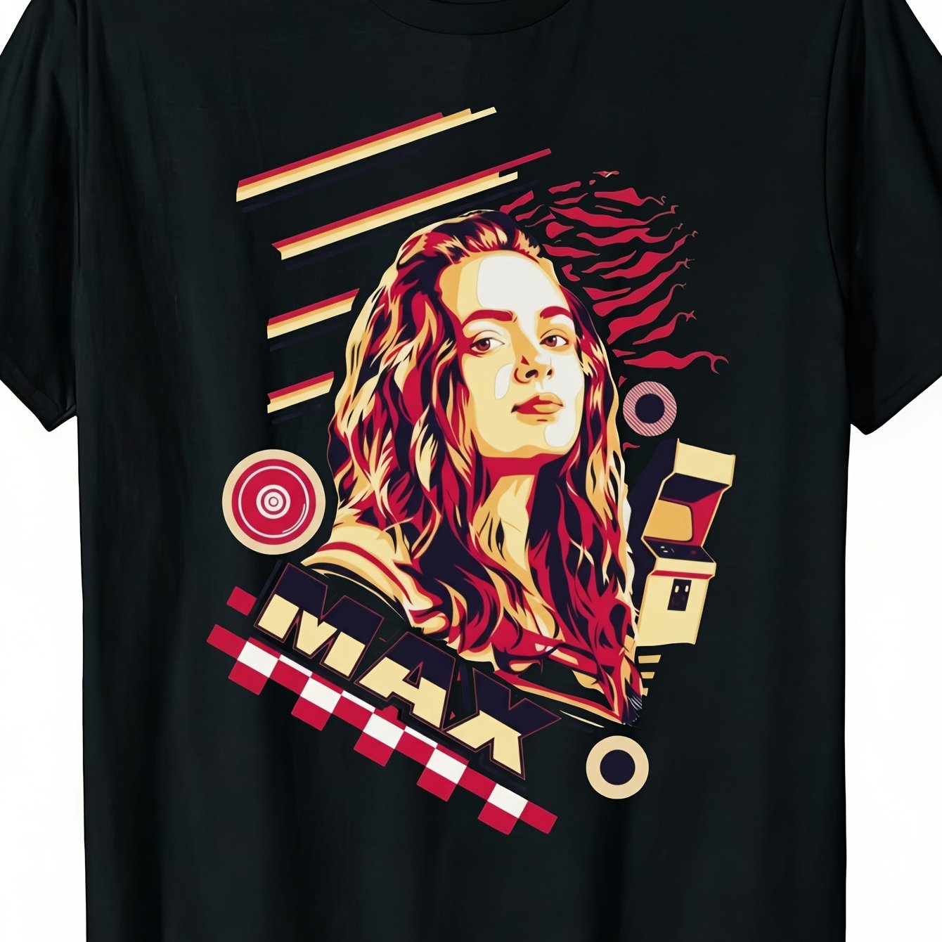 With Maxi Girl Graphic And Retro Design Casual Wear, Football Shirts, Vintage Style, Crew Neck, Regular Fit, Print Pattern, Perfect For Men And Couples