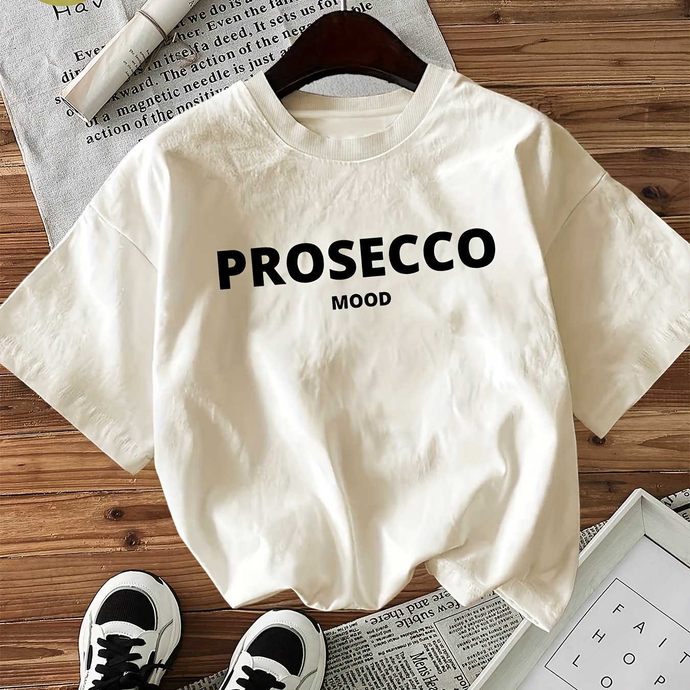 Casual Short-sleeve Crew Neck T-shirt With A Letter Print, Perfect For Summer And Spring, Designed For Women