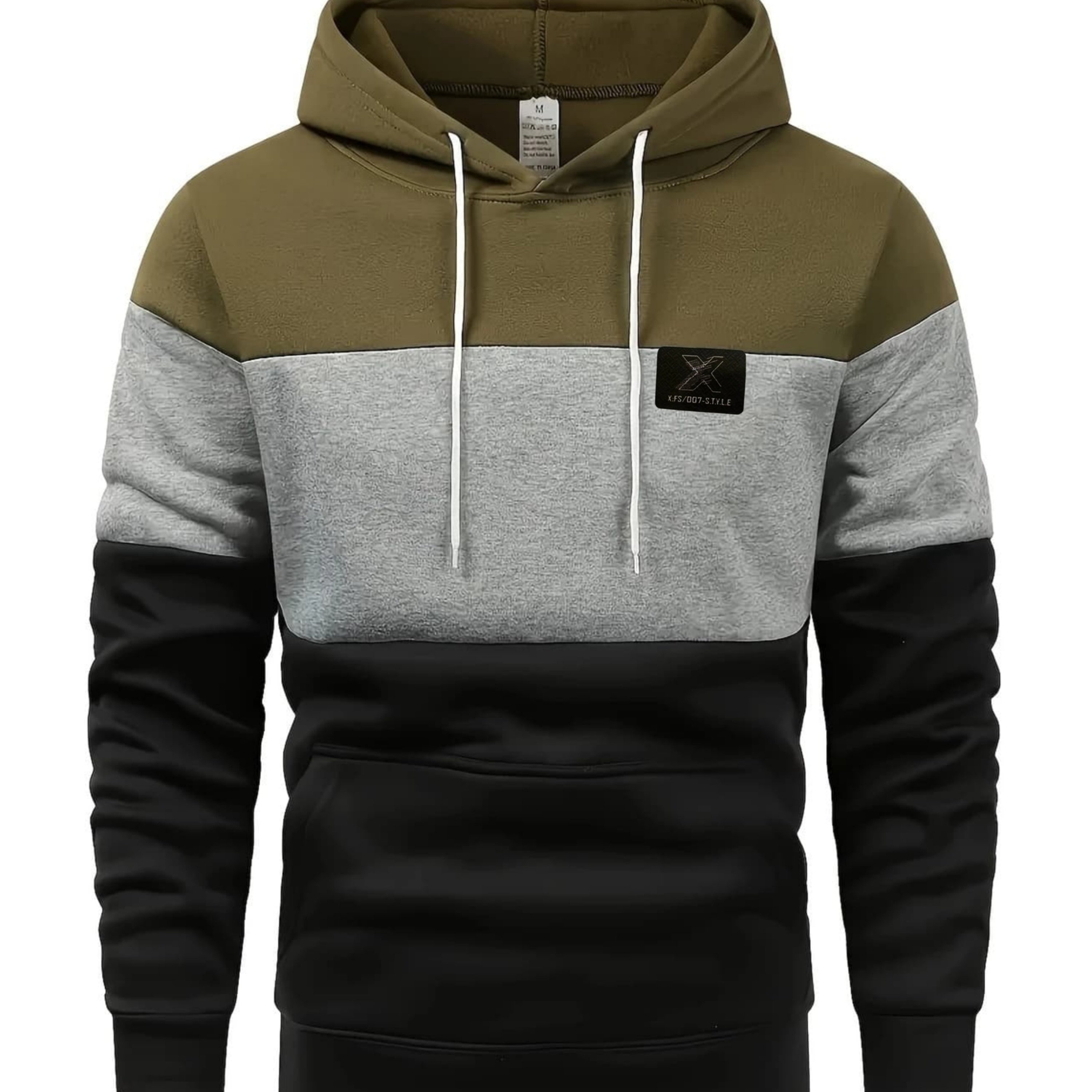 TEMU Autumn/winter Men's -block Sweatshirt, Casual Sporty Hoodie, Suitable For Daily Wear