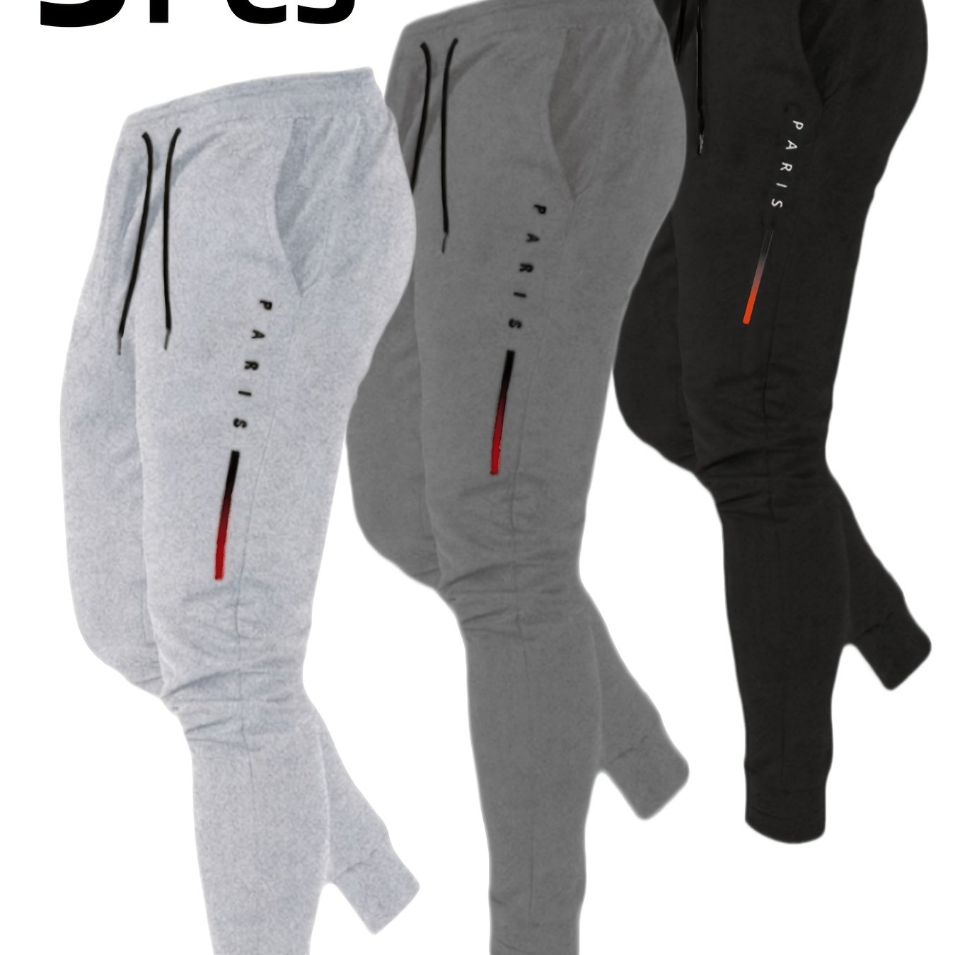 TEMU 3pcs Men's Outdoor Drawstring Waist Sweatpants, Suitable For , Casual And Stylish Joggers