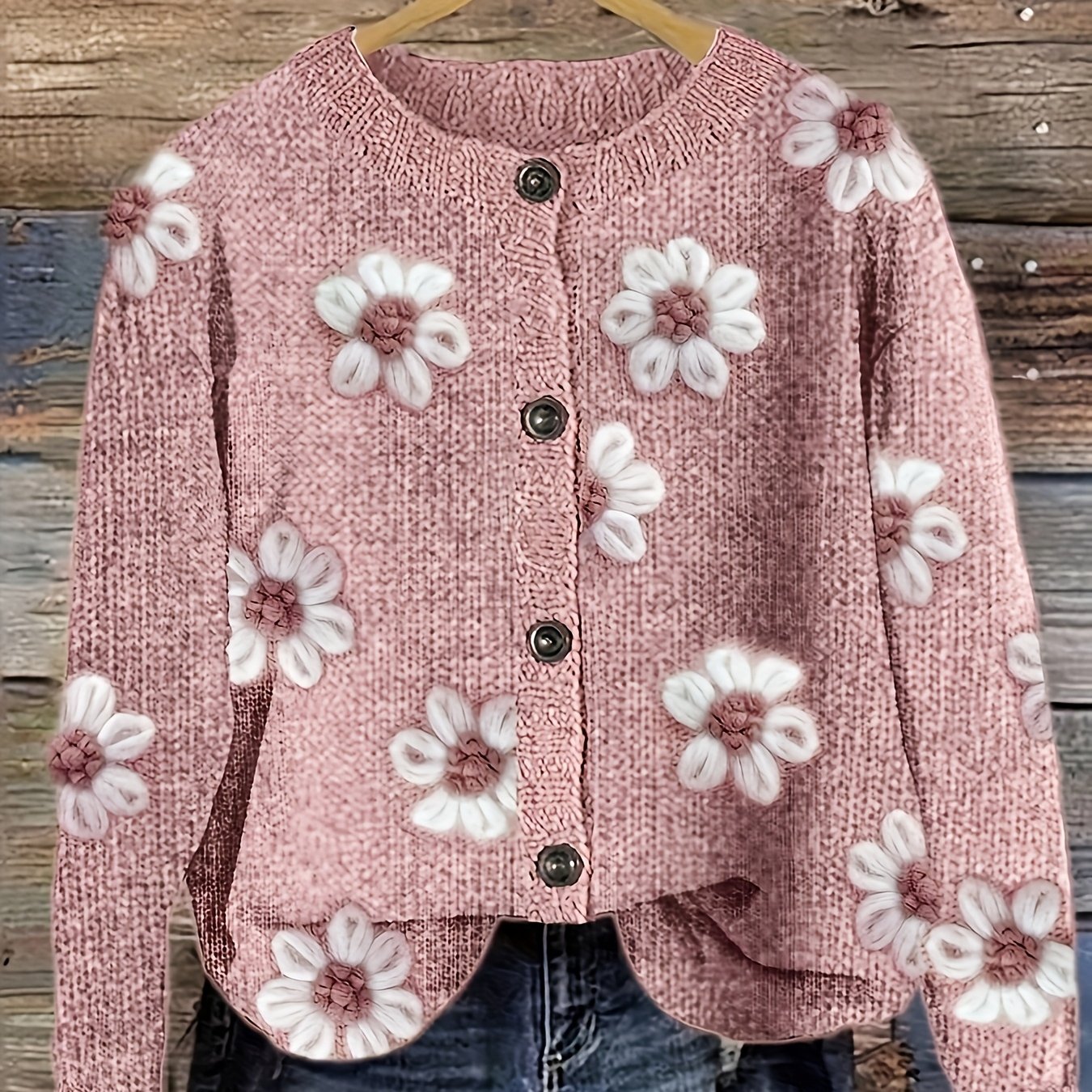 TEMU Plus Size, 2d Flat Pattern Spring Fashion New Stylish Versatile Round Neck Long Sleeve Women's Top With Floral Pattern Flat , Trendy Women's
