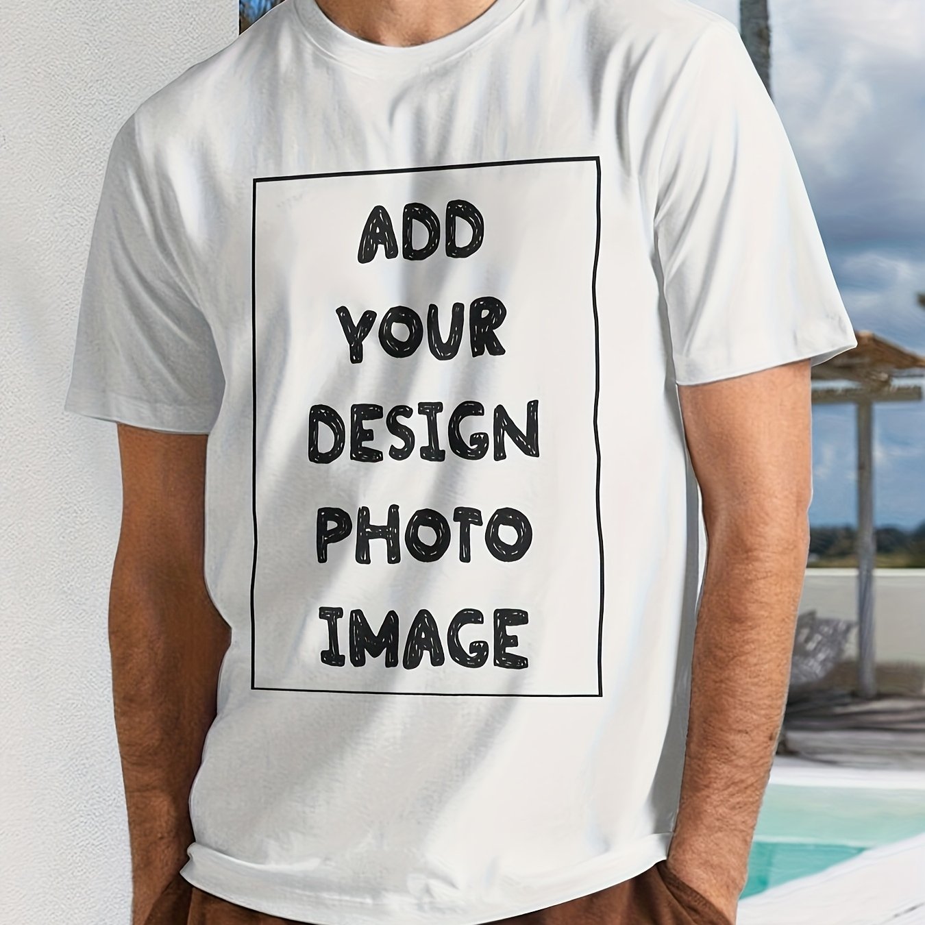 Custom T-shirt Personalized Tee Pure Tshirt - Add Your Image - Men Women Adult Unisex Size - Solid Crew Neck Short Sleeve Tee Soft Comfortable Casual Workout Trendy Sportswear
