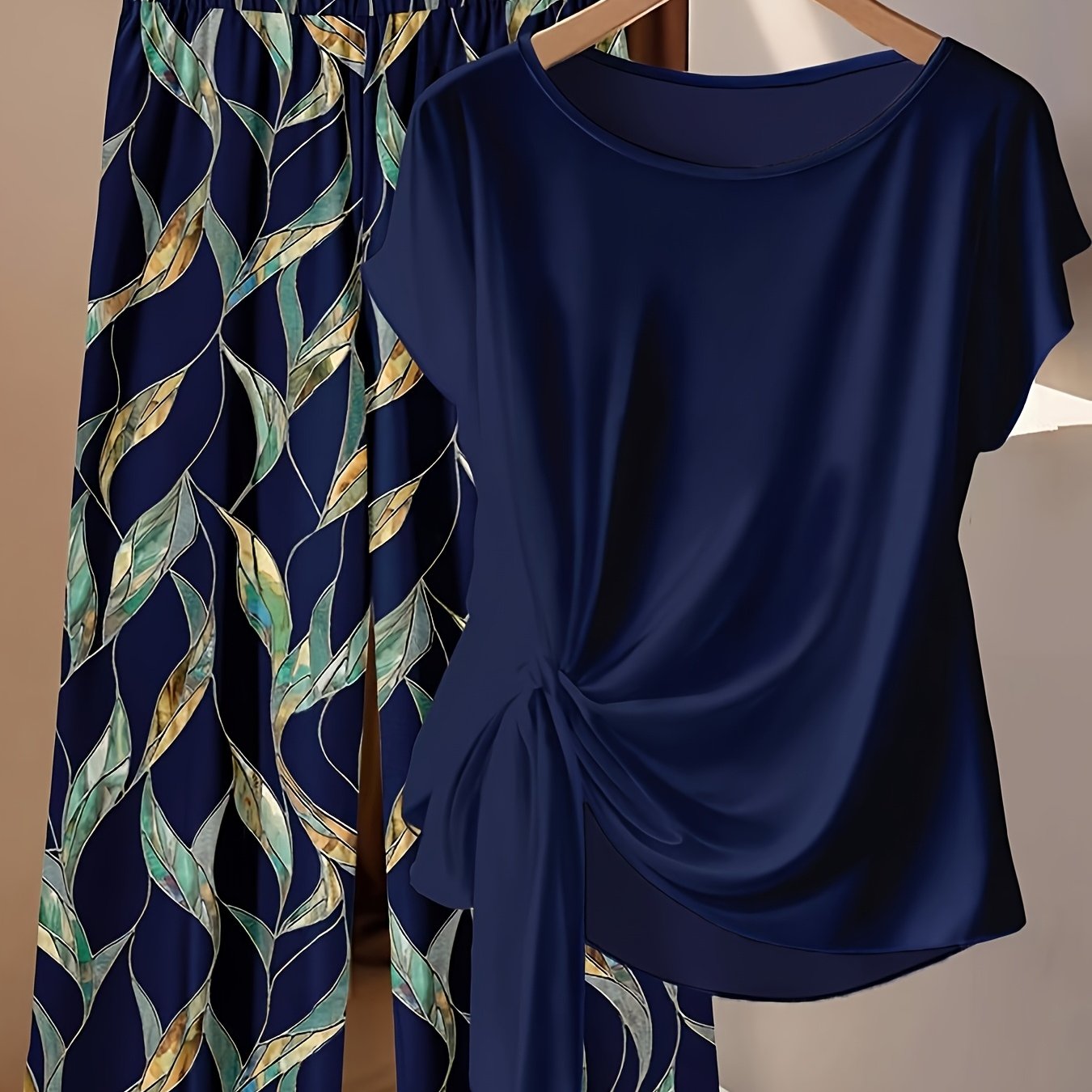 TEMU 2pcs Set Casual Minimalist Dark Floral Pattern