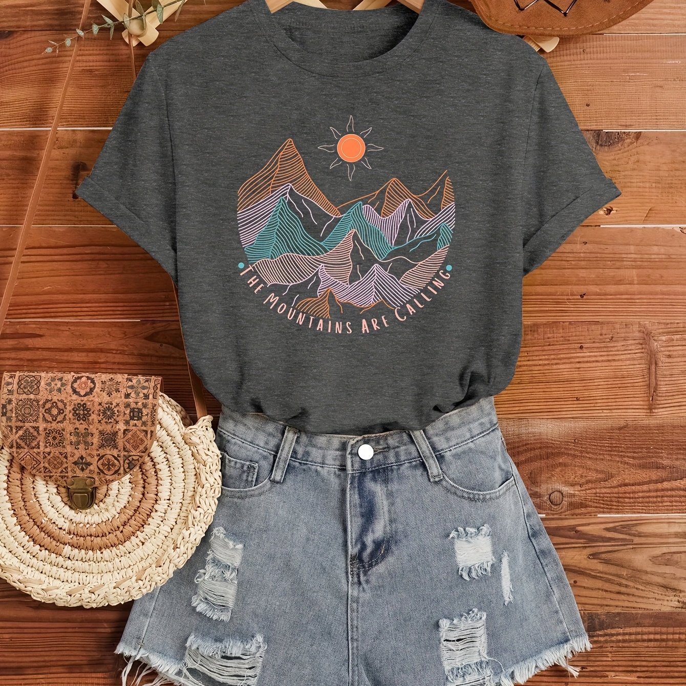 TEMU Beautiful And Mysterious Mountain And Style Women's Summer Casual Sporty Round Neck Short Sleeve T-shirt, In Sizes S-xxl