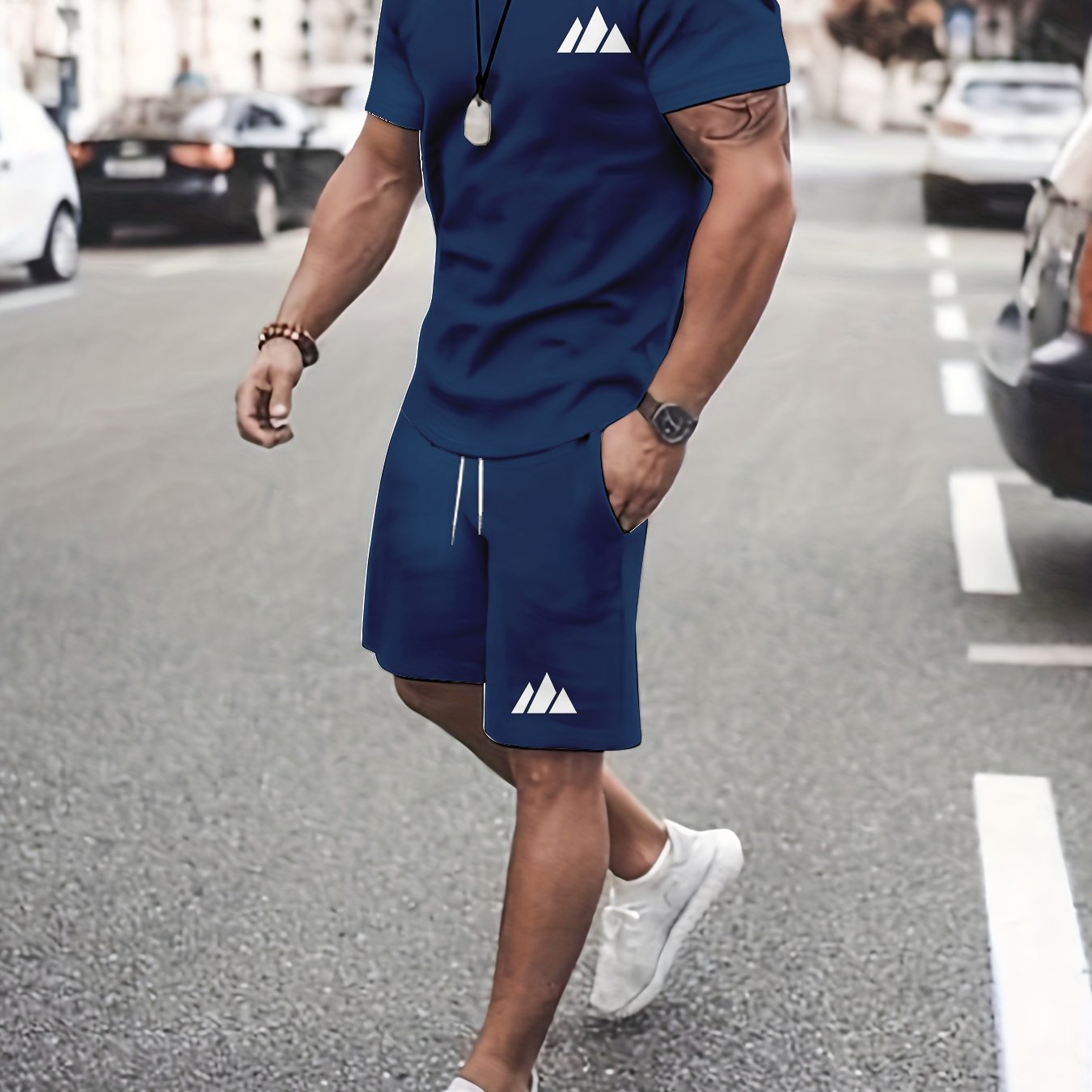 TEMU Individual 2pcs Set, Easy Short Sleeve T-shirt And Casual Shorts, Men's Trendy Basic Outfit