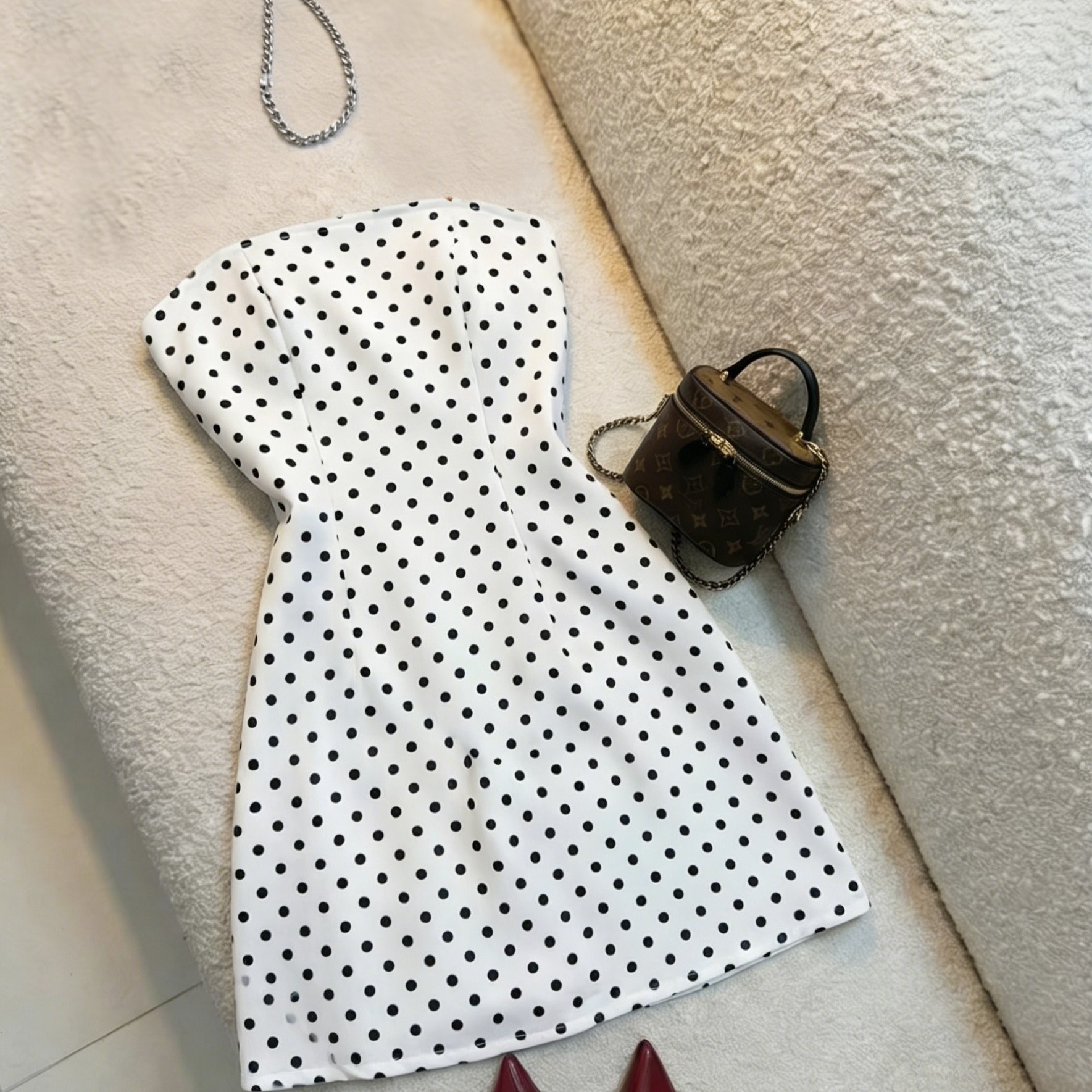TEMU Women's Polka Dot Bandeau Dress, Elegant Casual Vacation Mini Dress