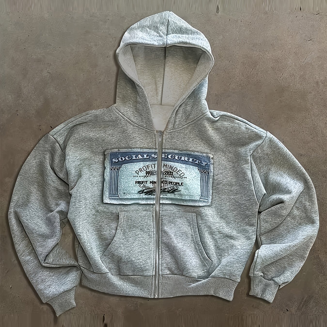 Image of Y2k Unisex Retro Hoodie Personalized Pattern Print Street Style Long Sleeve Hooded Sweater, Pattern Printed Pocket Hooded Sweatshirt, Casual Long Sleeve Hooded Top Wear, Wealth