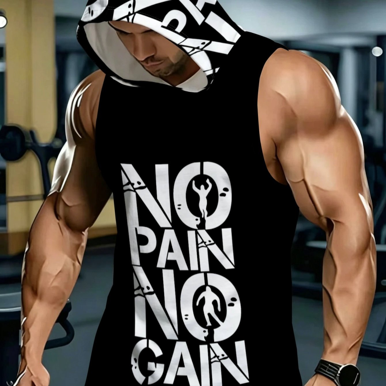 TEMU Sporty Hooded Sleeveless Top With Letter Print Design Suitable For Fitness Training And Daily Wear Stylish Trendy Style Comfortable And