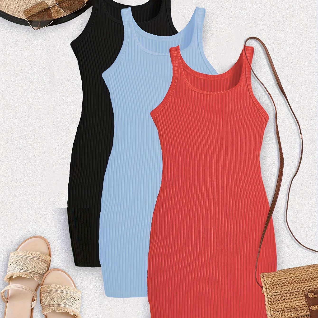 TEMU New Fashionable Women' Color Casual Comfortable Dress Three-piece Set