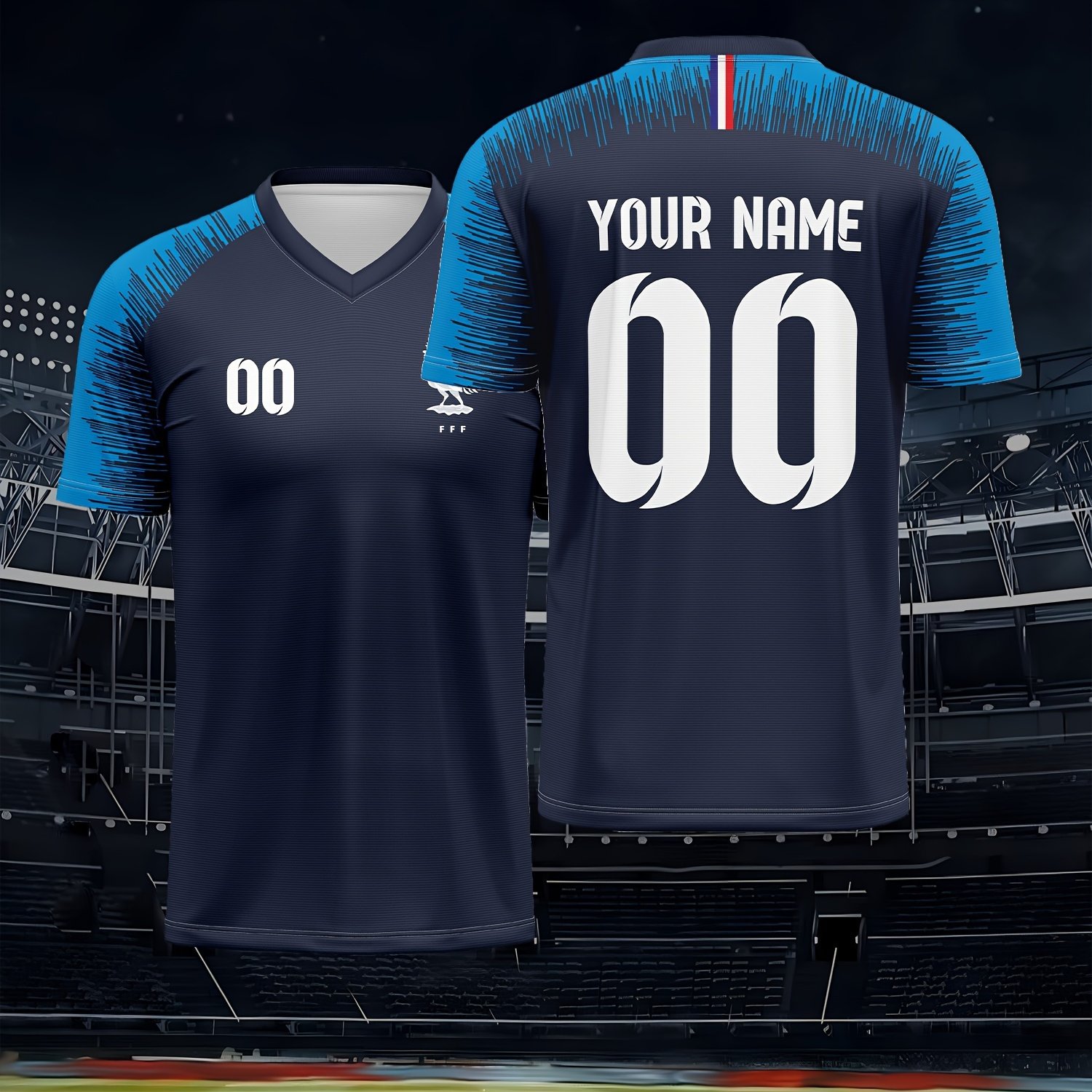 TEMU 2026 Custom V-neck Football Jersey, European Rooster French Style, Personalized Logo And Custom Name/number, Team Customization , Minimalist