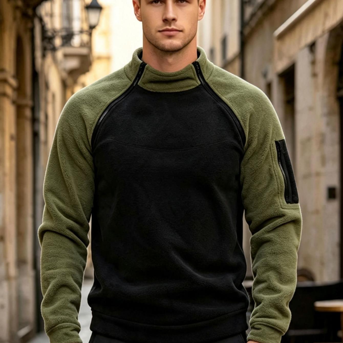 TEMU Felpa da in pile polare a blocchi di con cerniera, alla coreana, maniche raglan, giacca pullover, morbida, , in pile soffice, con a bustina con