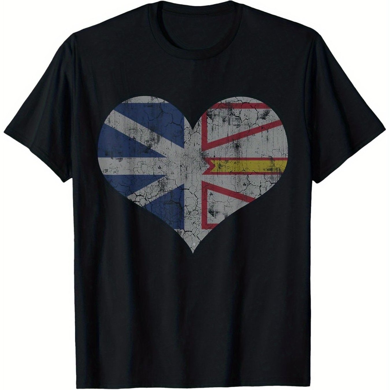 TEMU T-shirt vintage Labrador Canada - Robuste 100, motif drapeau Labrador vieilli avec cœur et rayures inspirées de l'échelle de - Unisexe, tailles
