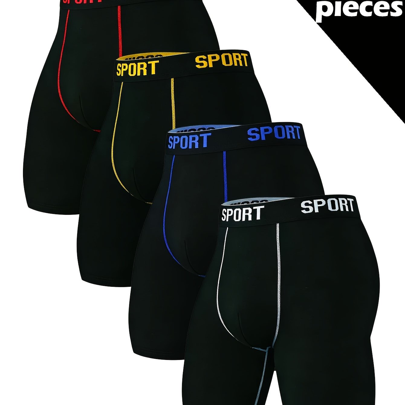 TEMU 4pcs Men's Comfortable Slim Shaping Underwear - Breathable, Elastic, Quick Drying, Elastic Waistband, Suitable For Spring Sports, Sports, And