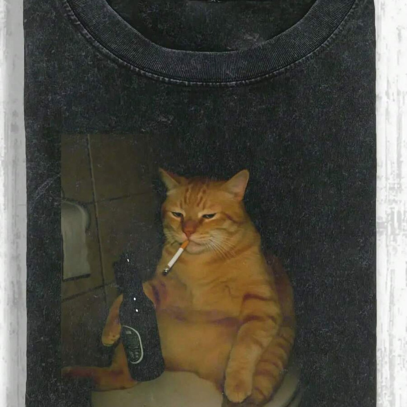Men's & Cat-themed T-shirt - 230gsm Cotton Retro Cat Print Short Sleeve Shirt With Kitten Bathroom Graphic, Loose Fit Casual Summer Beach Party Outfits, Ideal Gift For Cat Lovers