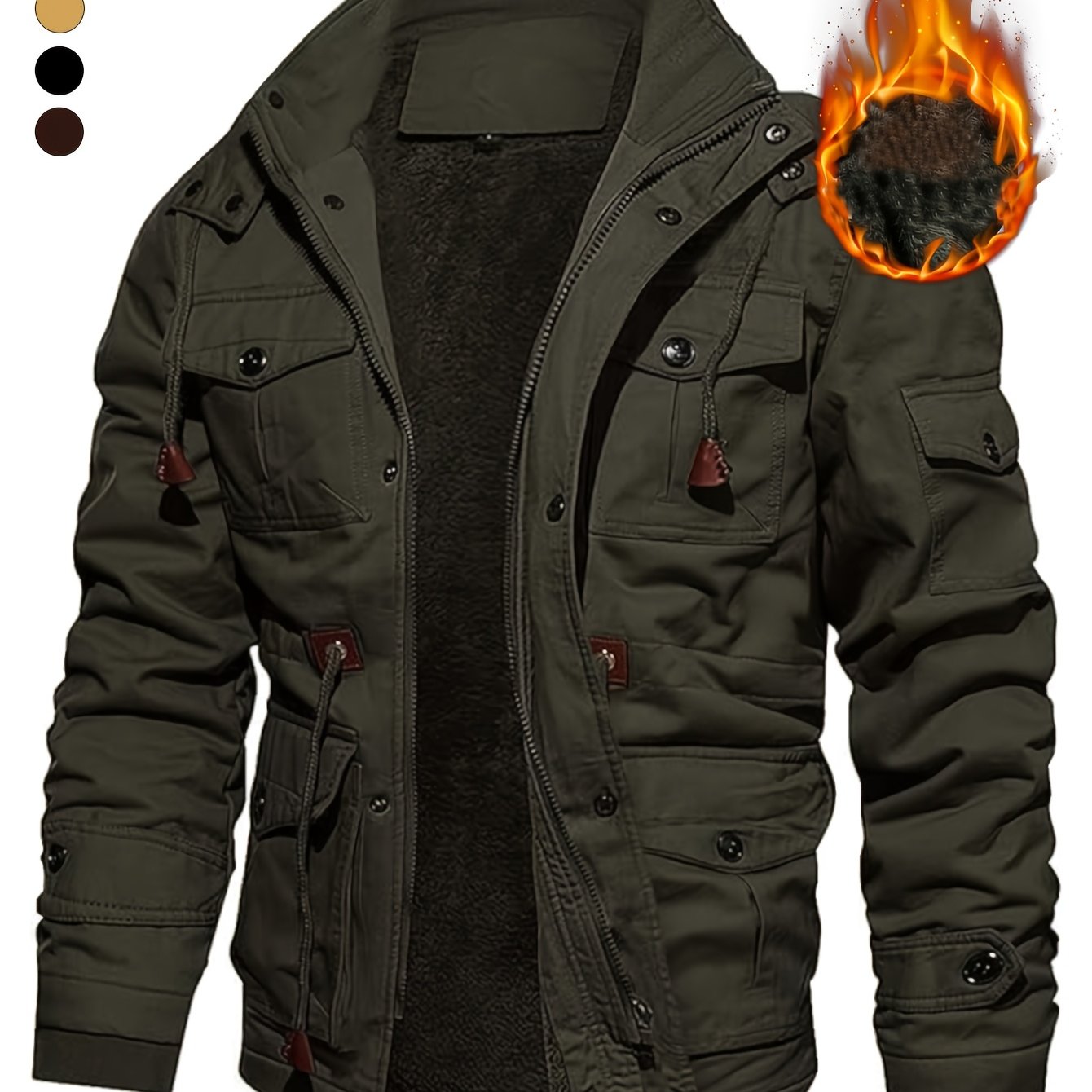 Men's Thickened Mid-Length Jacket with Hood for Winter